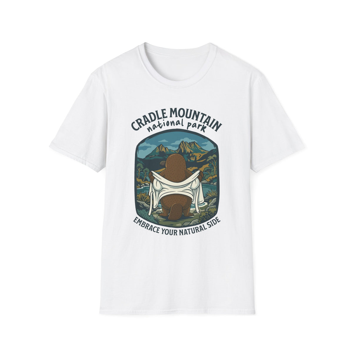 Cradle Mountain National Park T-Shirt, Platypus Hiking Shirt, Tasmania Wildlife Tee, Australian Hiking Gift, Nature Lover Shirt