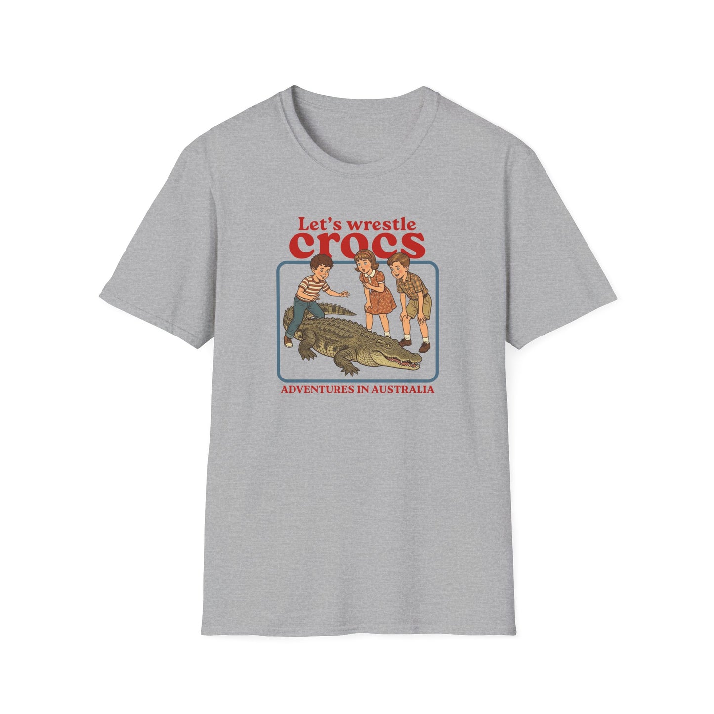 Lets Wrestle Crocs T-Shirt, Funny Crocodile Shirt, Australian Crocodile Tee, Retro Croc Shirt, Aussie Wildlife Humor Shirt, Outback Croc Tee