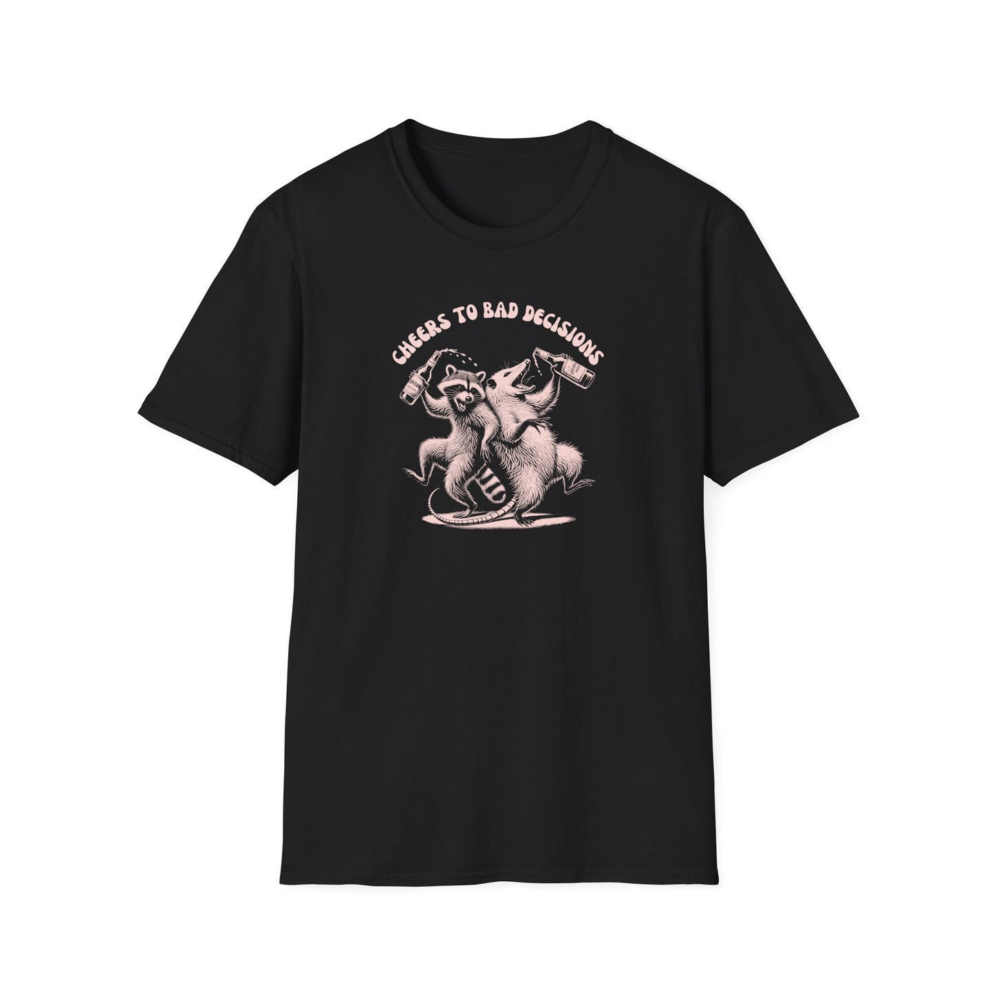 Raccoon Opossum T-Shirt, Cheers To Bad Decisions Shirt, Trash Panda And Possum Tee, Animal Lover Shirt, Wildlife Drinking Tee