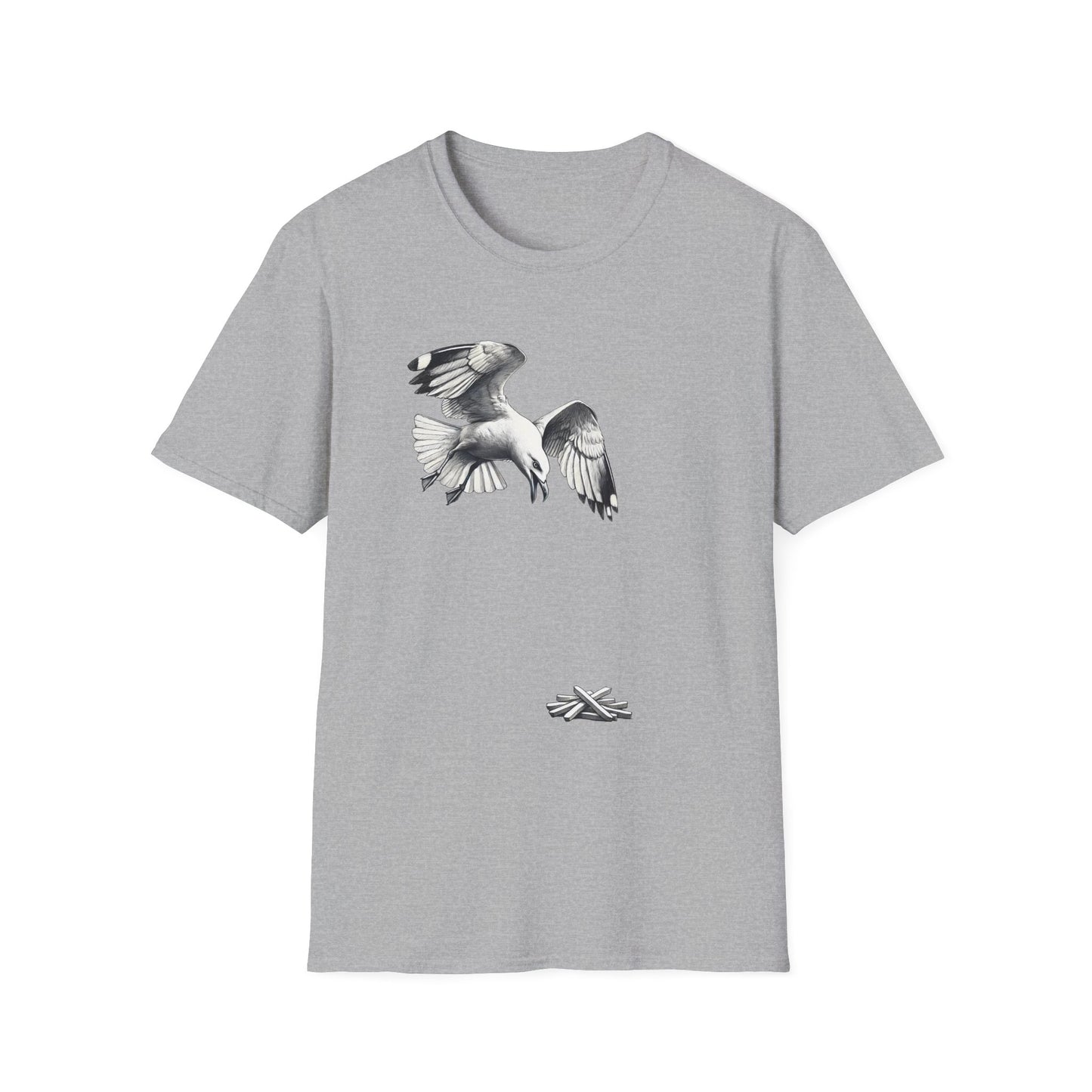 Seagull Chip T-Shirt, Seagull French Fry Shirt, Bird Lover Tee, Beach Bird Graphic Shirt, Coastal Wildlife Tee, Ocean Animal Gift