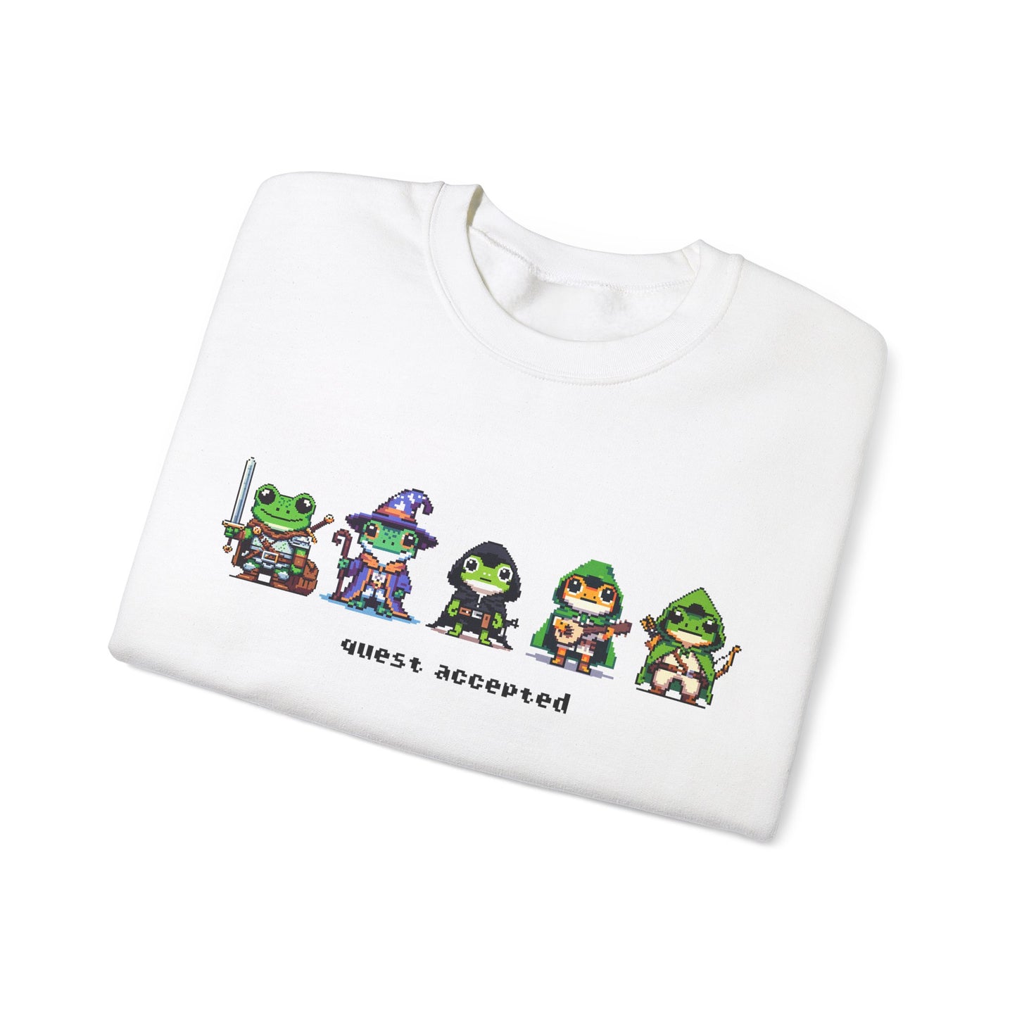 Quest Accepted | Retro Fantasy Frog Pixel Art | Unisex Crewneck Sweatshirt