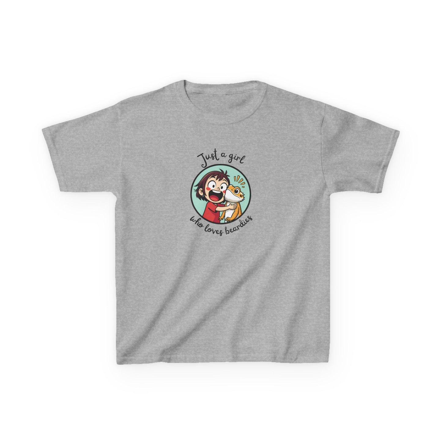 Kids Just a Girl Who Loves Beardies T-Shirt | Cute Bearded Dragon Lover Tee