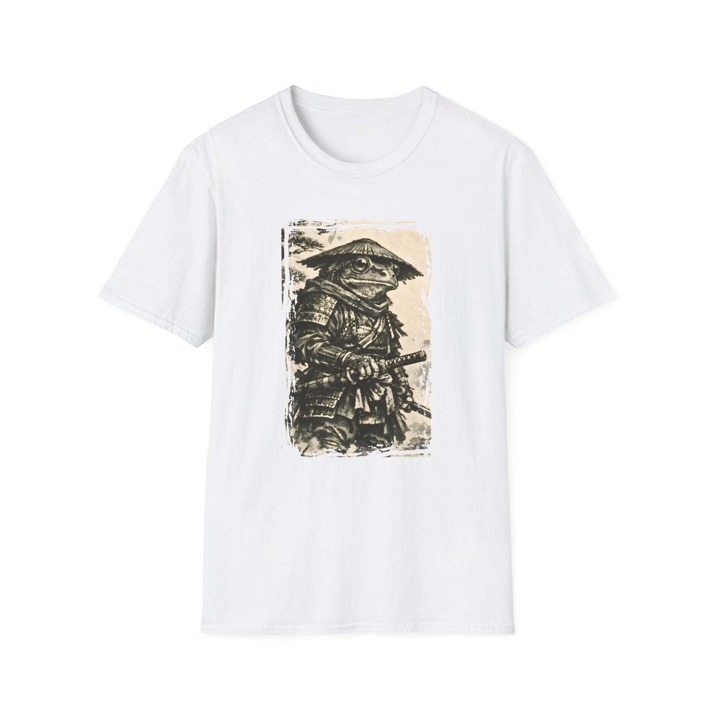 Green Tree Frog Samurai T-Shirt | Frog Warrior Ukiyo-e Style Tee | Japanese Ink Animal Shirt | Frog Art