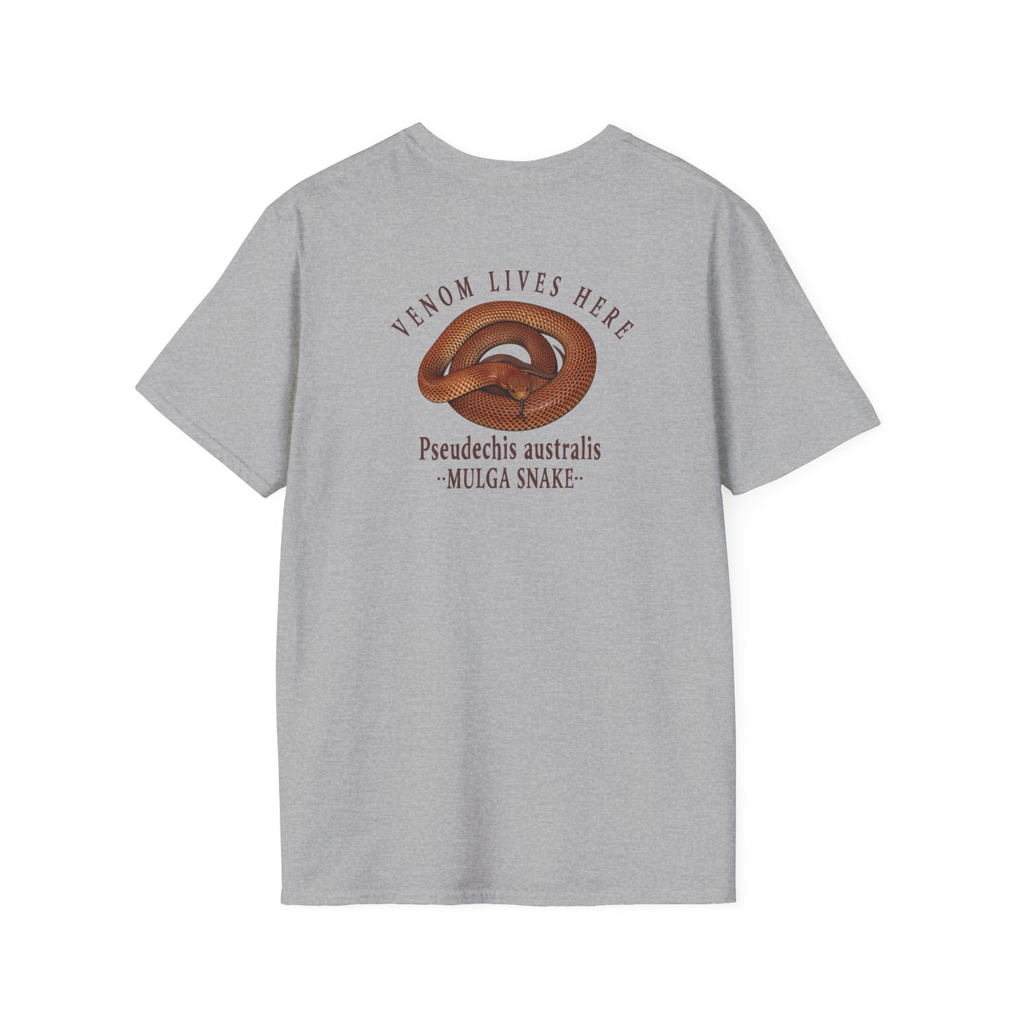 King Brown Mulga Snake T-Shirt, Venom Lives Here Shirt, Double Sided Snake Tee, Australian Reptile Shirt, Snake Lover Gift, Herping Tee