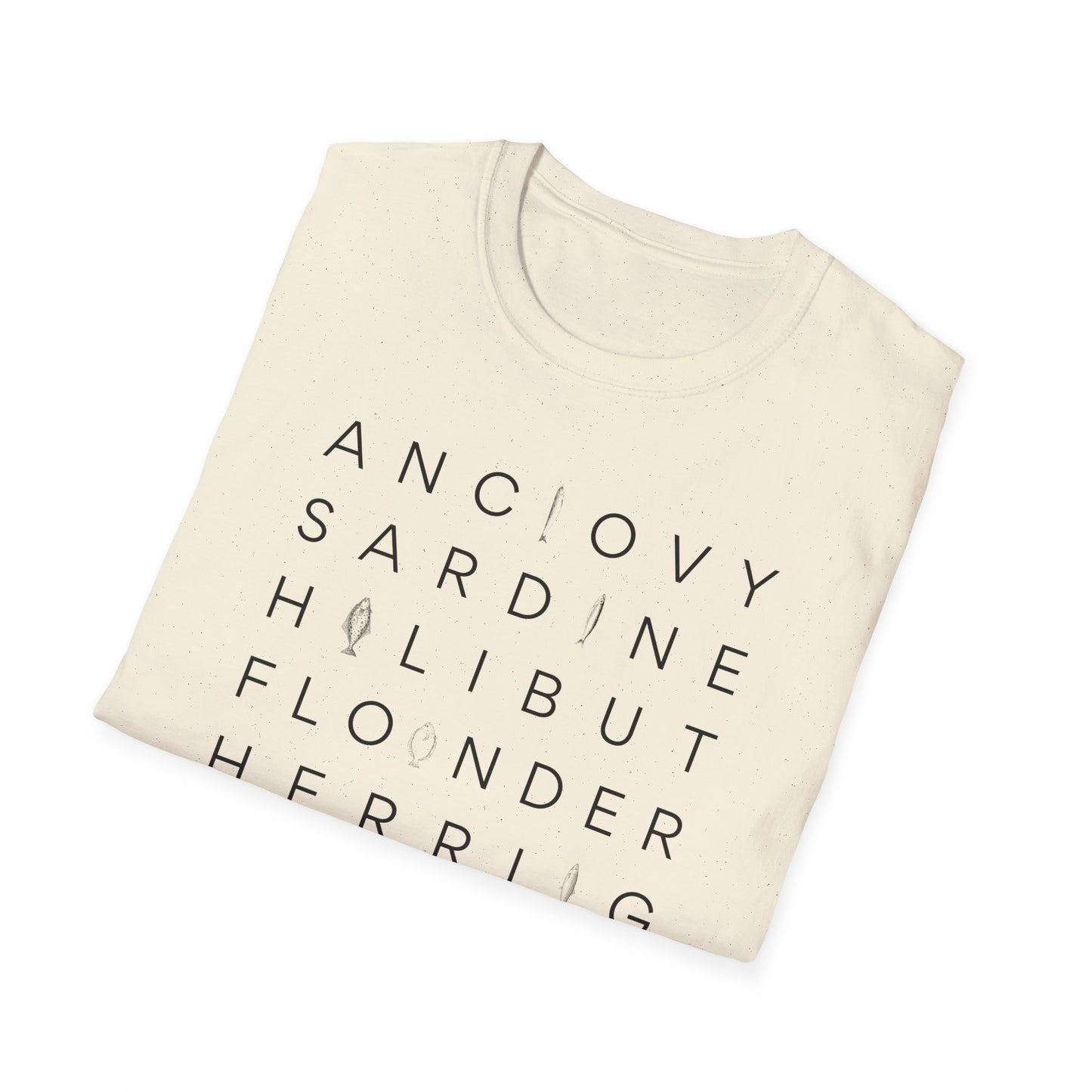 Fish T-Shirt, Anchovy Sardine Halibut Flounder Herring Salmon Shirt, Seafood Lover Tee, Fishing Gift, Ocean Animal Graphic Shirt