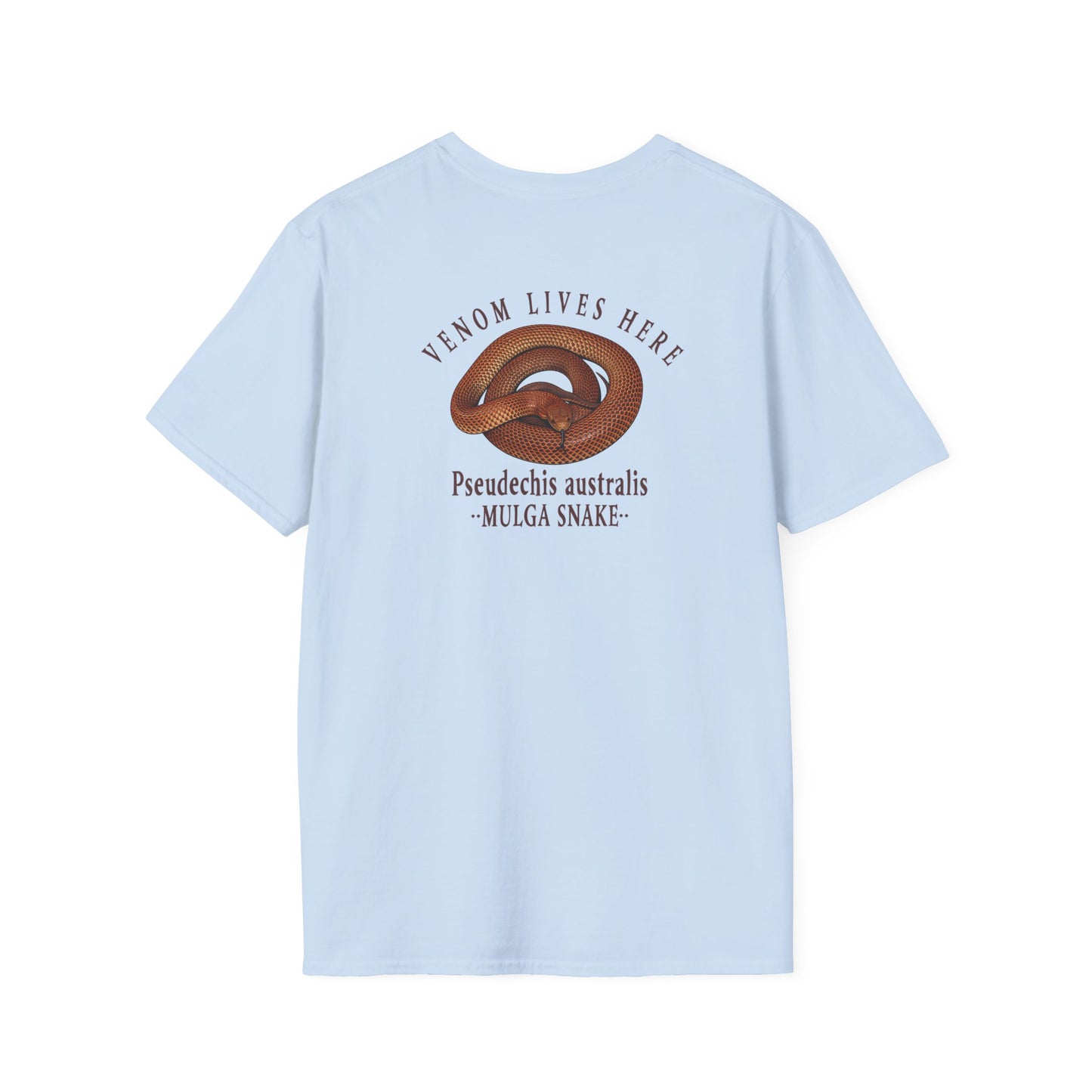 King Brown Mulga Snake T-Shirt, Venom Lives Here Shirt, Double Sided Snake Tee, Australian Reptile Shirt, Snake Lover Gift, Herping Tee