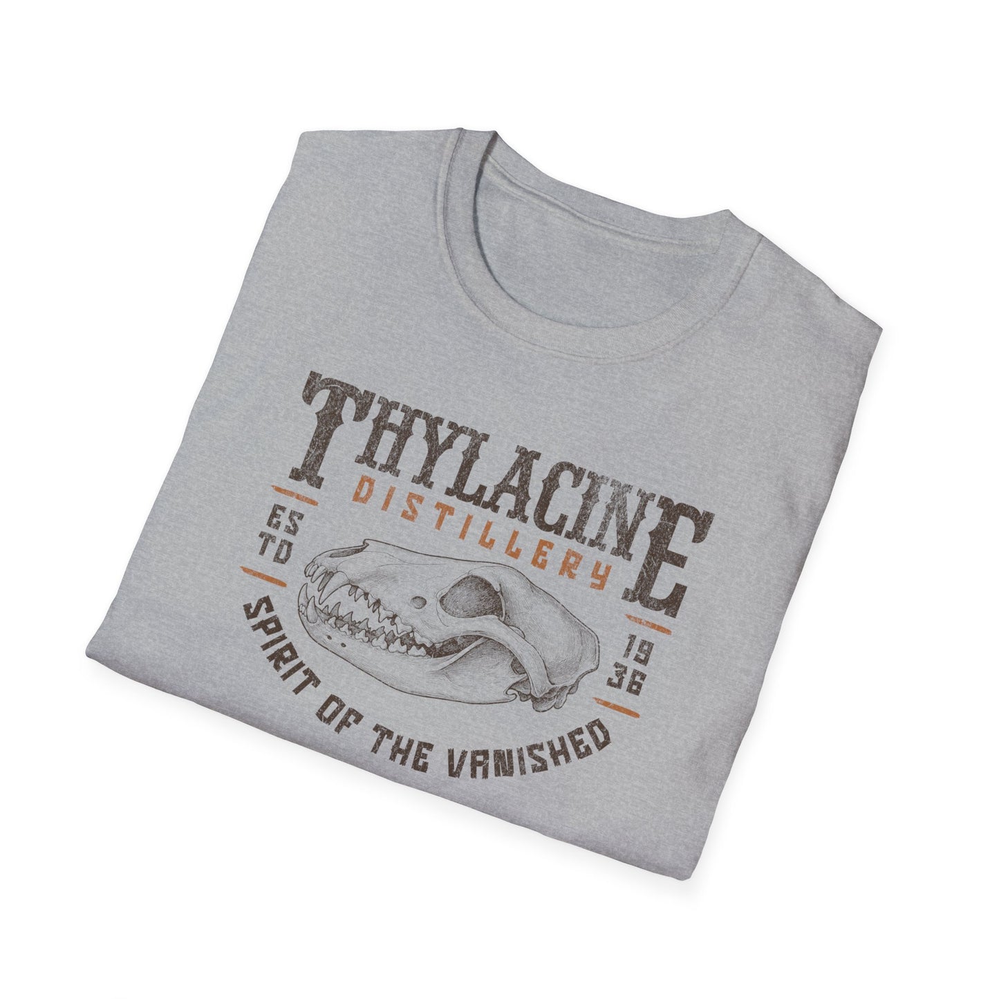 Thylacine Distillery T-Shirt Spirit of the Vanished Tee, Tasmanian Tiger Shirt, Vintage Distillery Graphic, Extinct Animal Gift