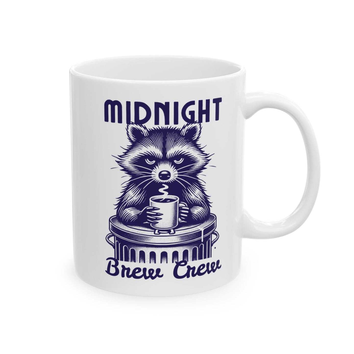Midnight Brew Ceramic Mug | Coffee Lover Gift | 11oz & 15oz | Funny Mug for Tea Enthusiasts, Raccoon Coffee Mug