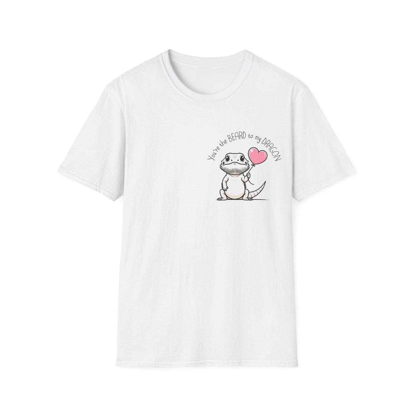 Cute Bearded Dragon Valentine's Day Unisex Softstyle T-Shirt, Reptile Keeper Gift, Valentine's Day Shirt