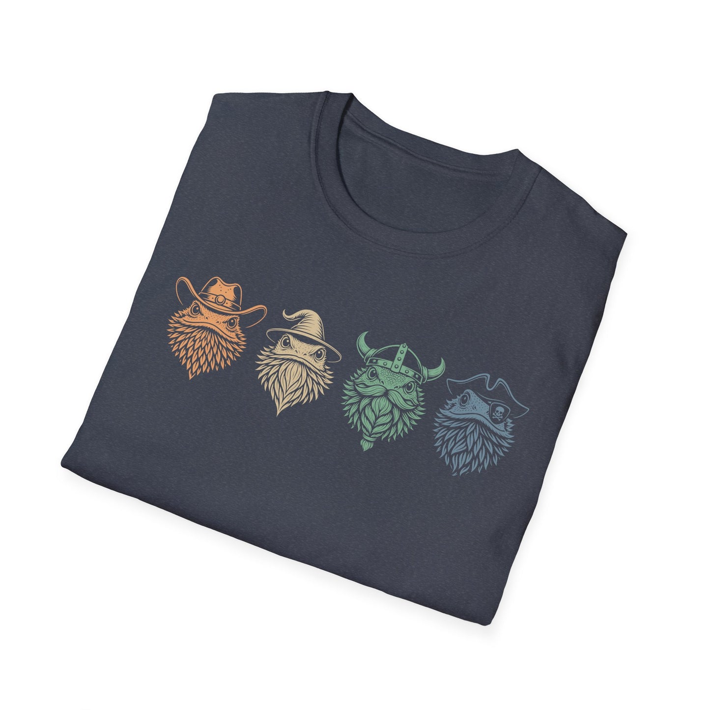 Whimsical Bearded Dragon T-Shirt – Wizard, Viking, Cowboy & Pirate Lizard Characters
