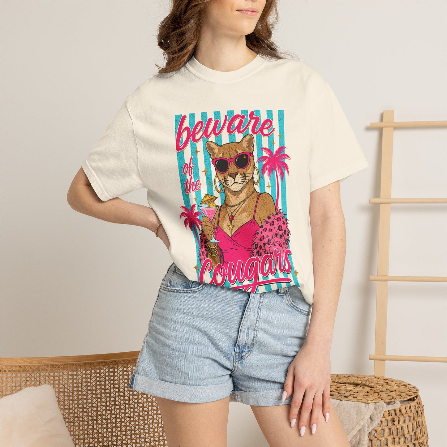 Beware of the Cougars Shirt, Funny Cougar Summer Tee, Comfort Colors Cougar T Shirt, Retro Beach Party Shirt, Girls Night Graphic Tee