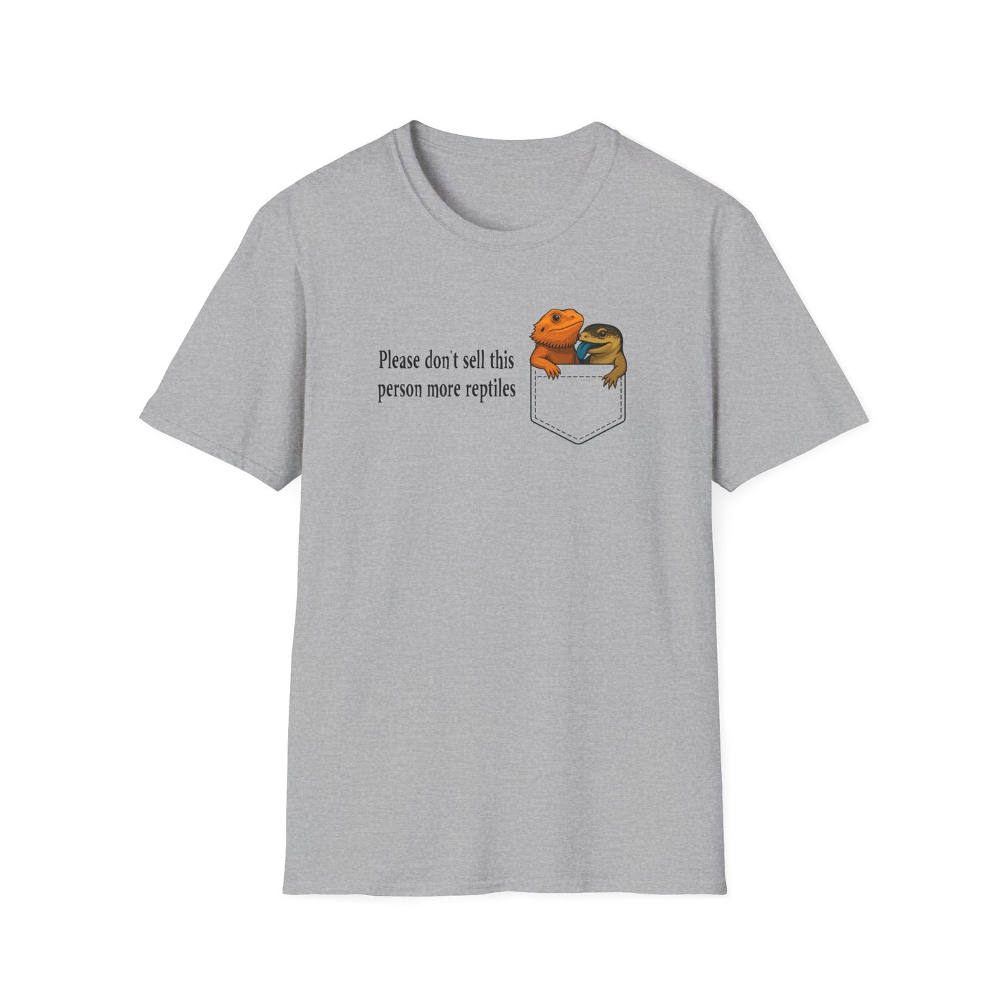 Reptile Addict T-Shirt Please Don’t Sell Me More Reptiles Funny Shirt, Bearded Dragon & Lizard Pocket Tee, Herpetology Gift