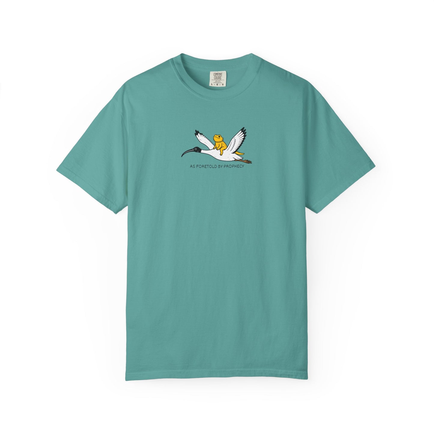 Bearded Dragon Riding Ibis Shirt, As Foretold By Prophecy Tee, Funny Australian Animal Shirt, Bin Chicken Meme Shirt, Comfort Colors Tee