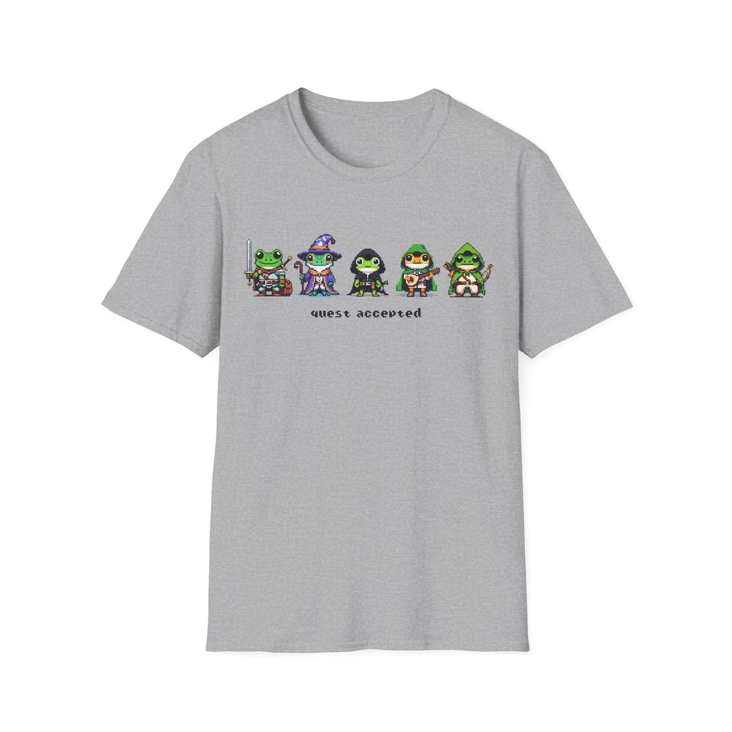 Quest Accepted Pixel Art Frog T-Shirt – Cute Gamer Tee for RPG & Fantasy Fans