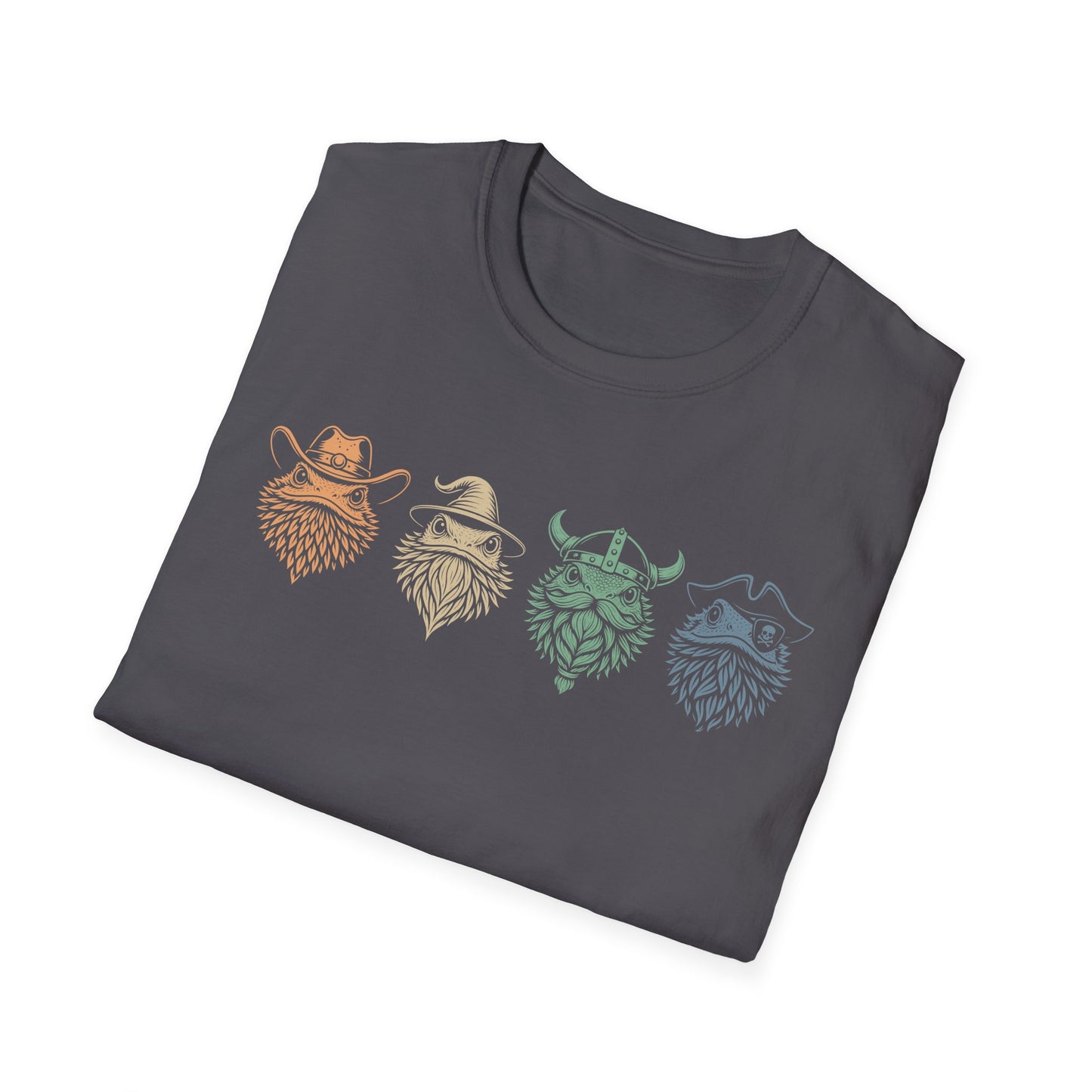 Whimsical Bearded Dragon T-Shirt – Wizard, Viking, Cowboy & Pirate Lizard Characters