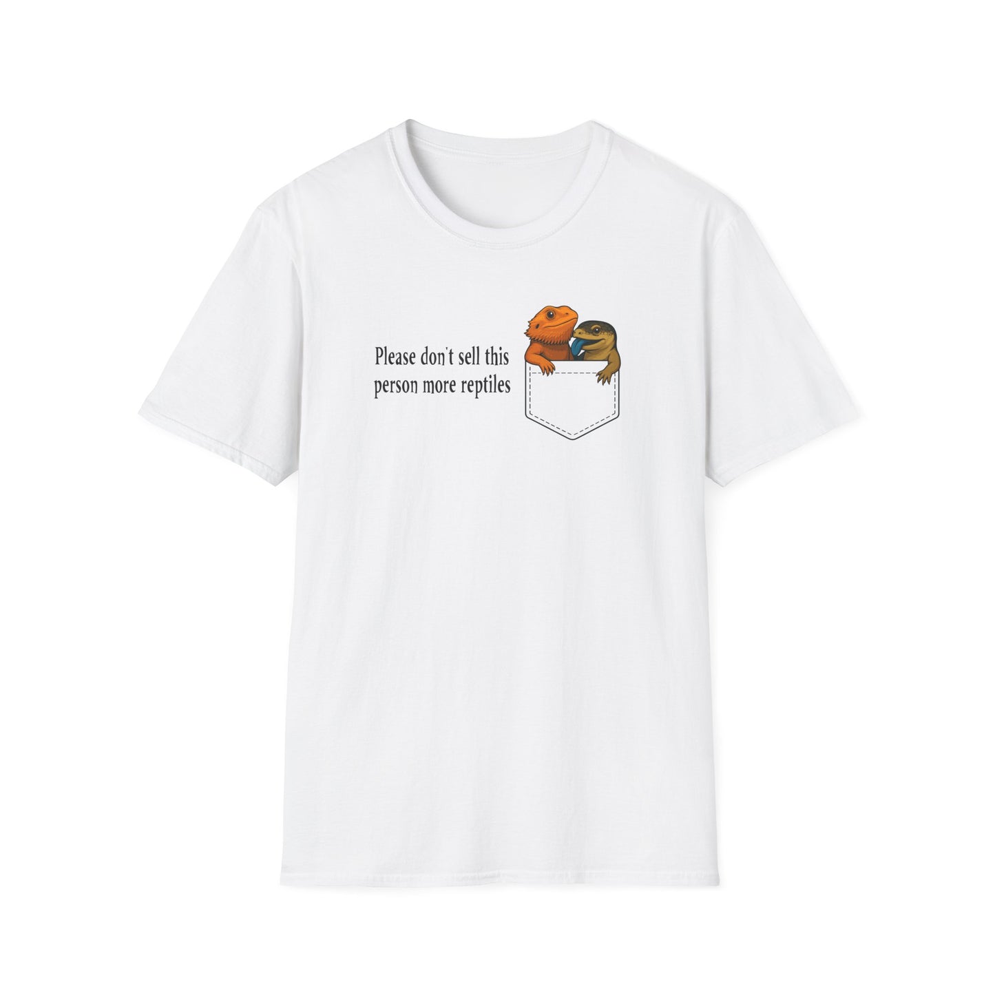 Reptile Addict T-Shirt Please Don’t Sell Me More Reptiles Funny Shirt, Bearded Dragon & Lizard Pocket Tee, Herpetology Gift
