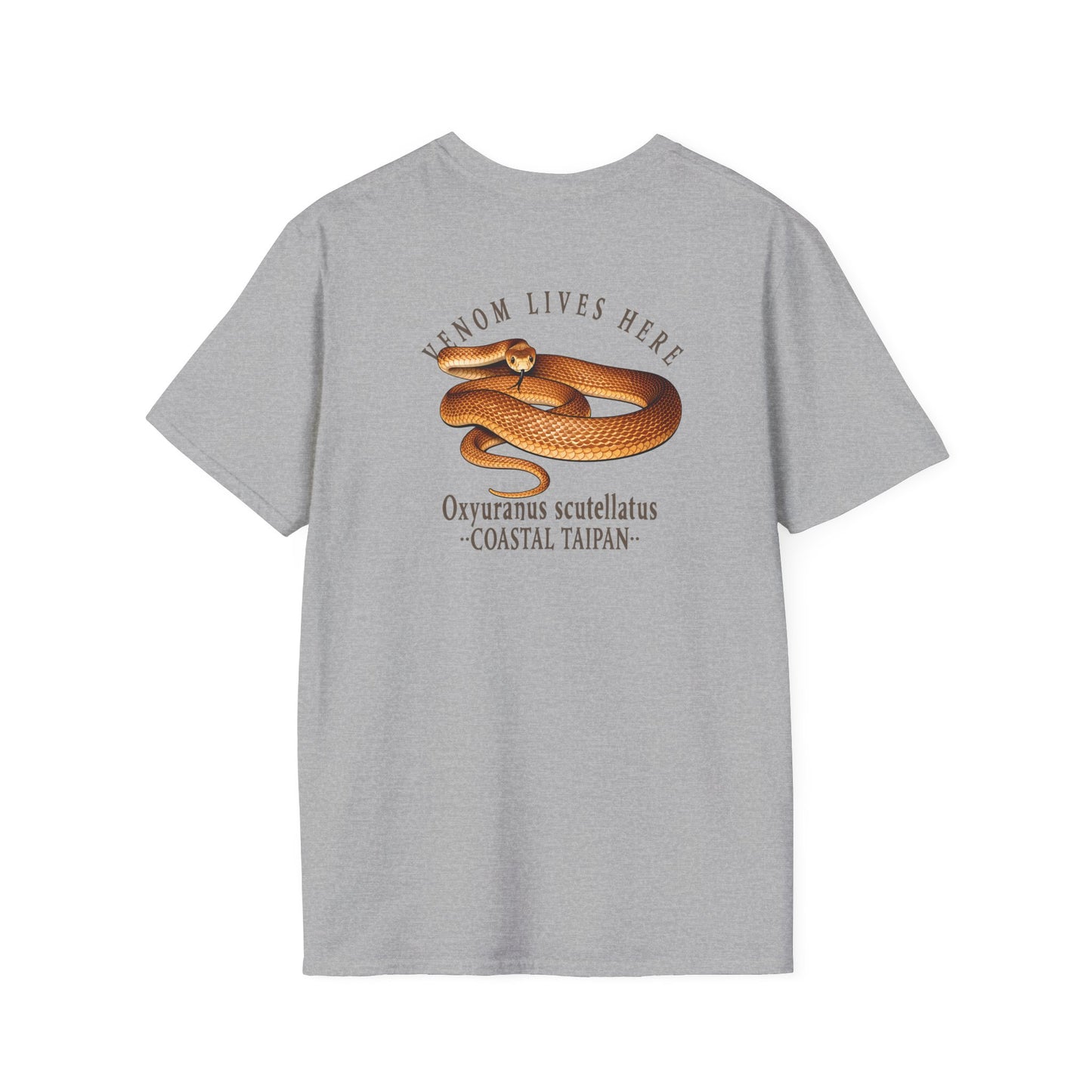 Coastal Taipan T-Shirt, Venom Lives Here Shirt, Double Sided Snake Tee, Australian Reptile Shirt, Snake Lover Gift, Herping Tee