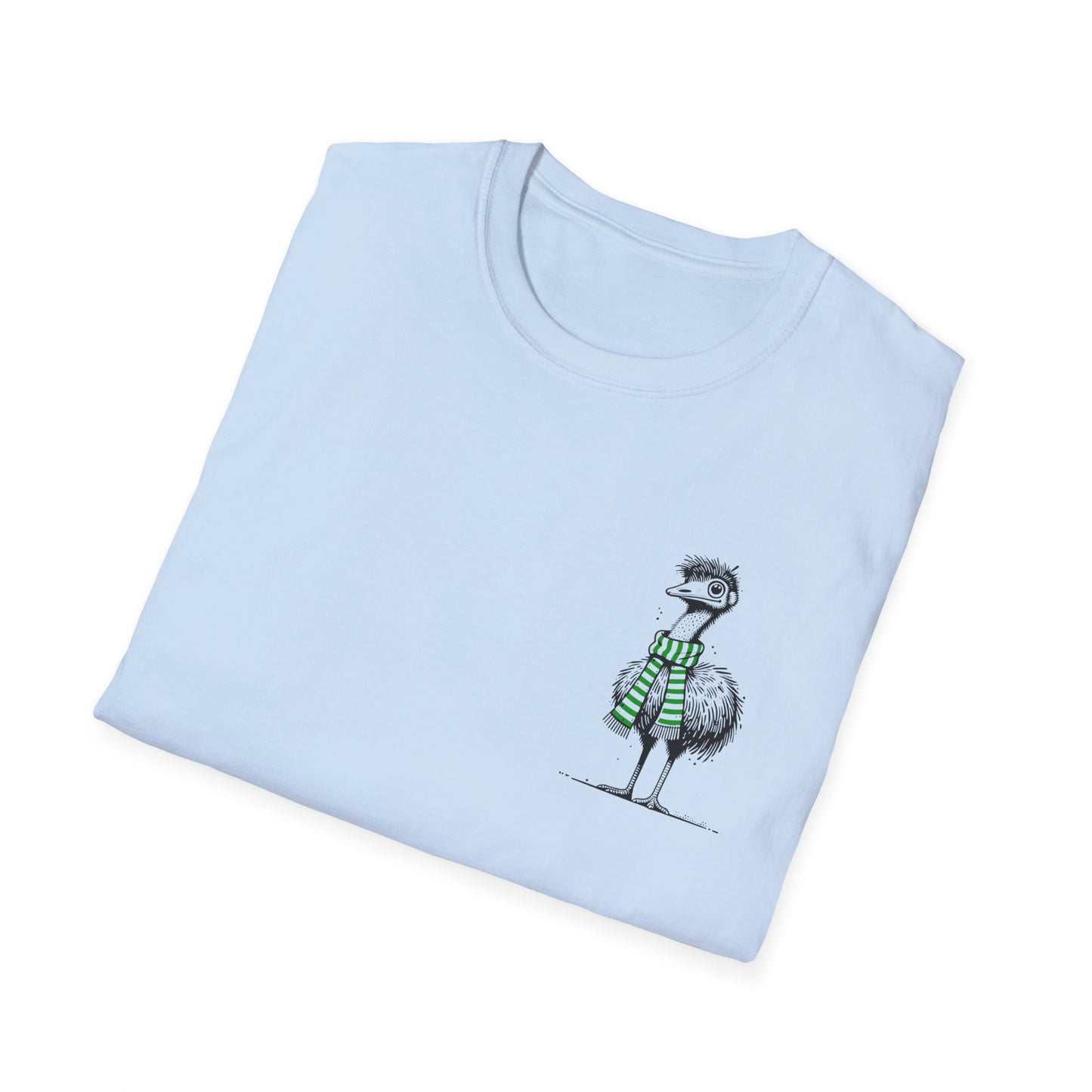 Emu T-Shirt – Whimsical Emu Wearing a Scarf Funny Australian Wildlife Tee