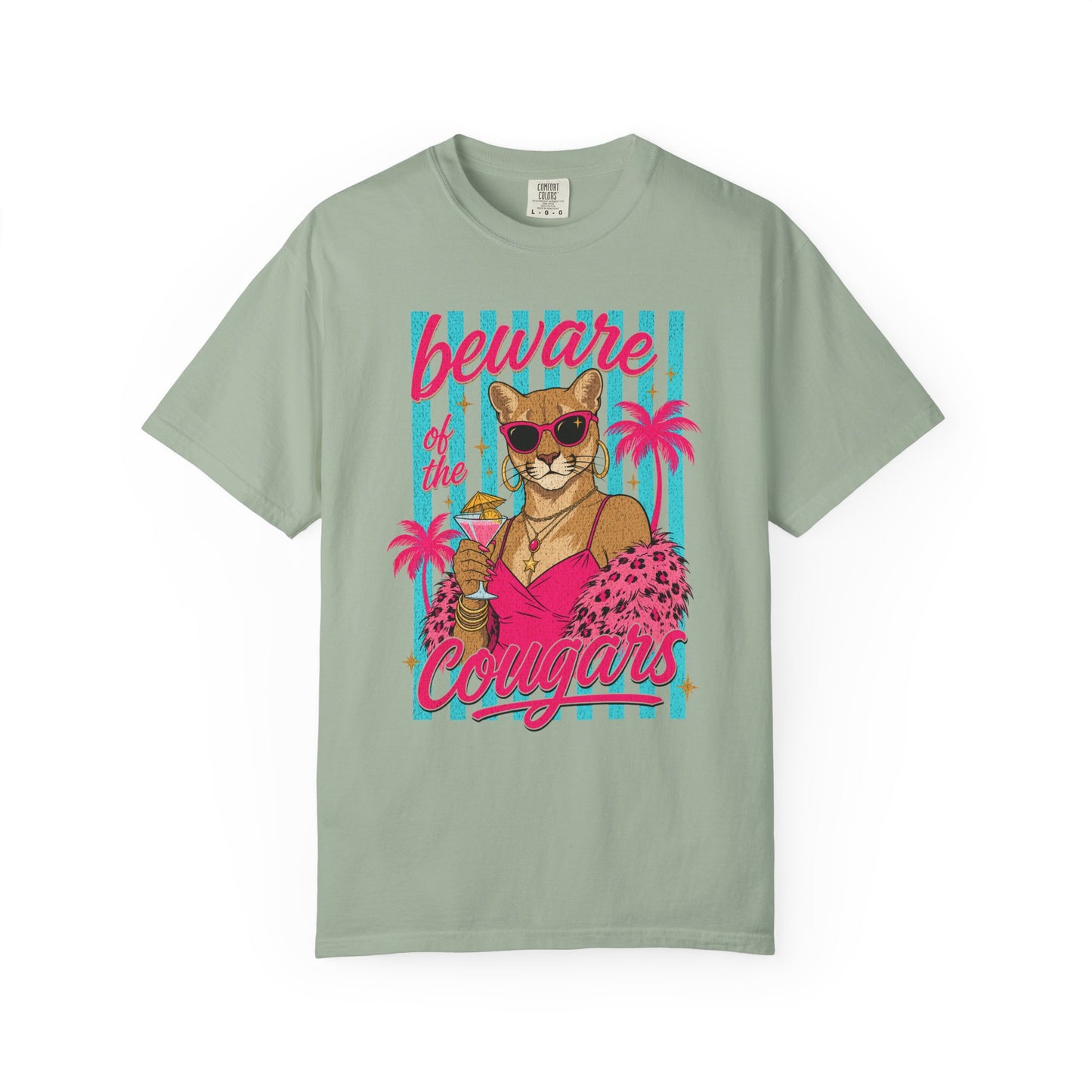 Beware of the Cougars Shirt, Funny Cougar Summer Tee, Comfort Colors Cougar T Shirt, Retro Beach Party Shirt, Girls Night Graphic Tee