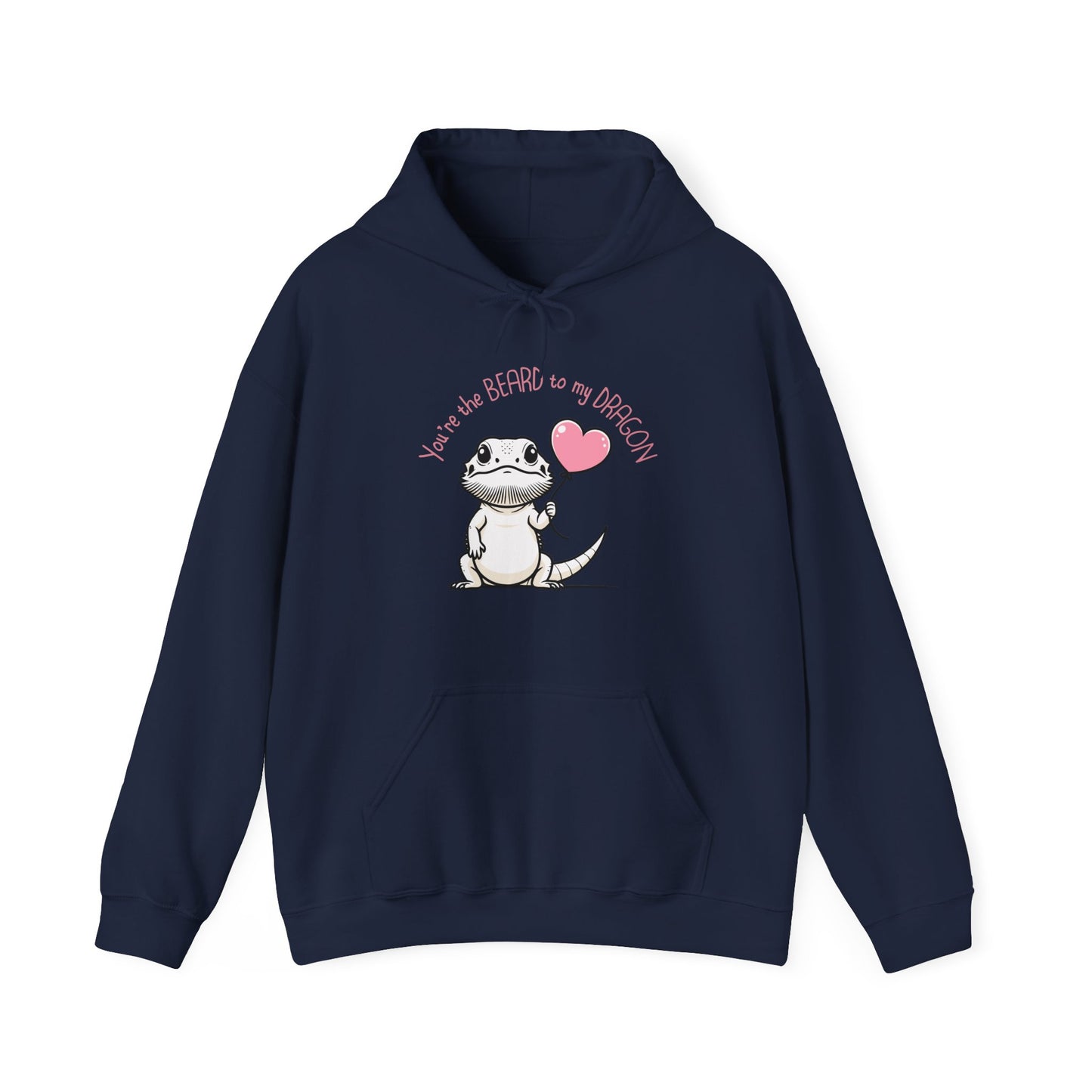 Cute Bearded Dragon Valentine's Day Unisex Hooded Sweatshirt, Reptile Keeper Gift, Valentine's Day Hoodie