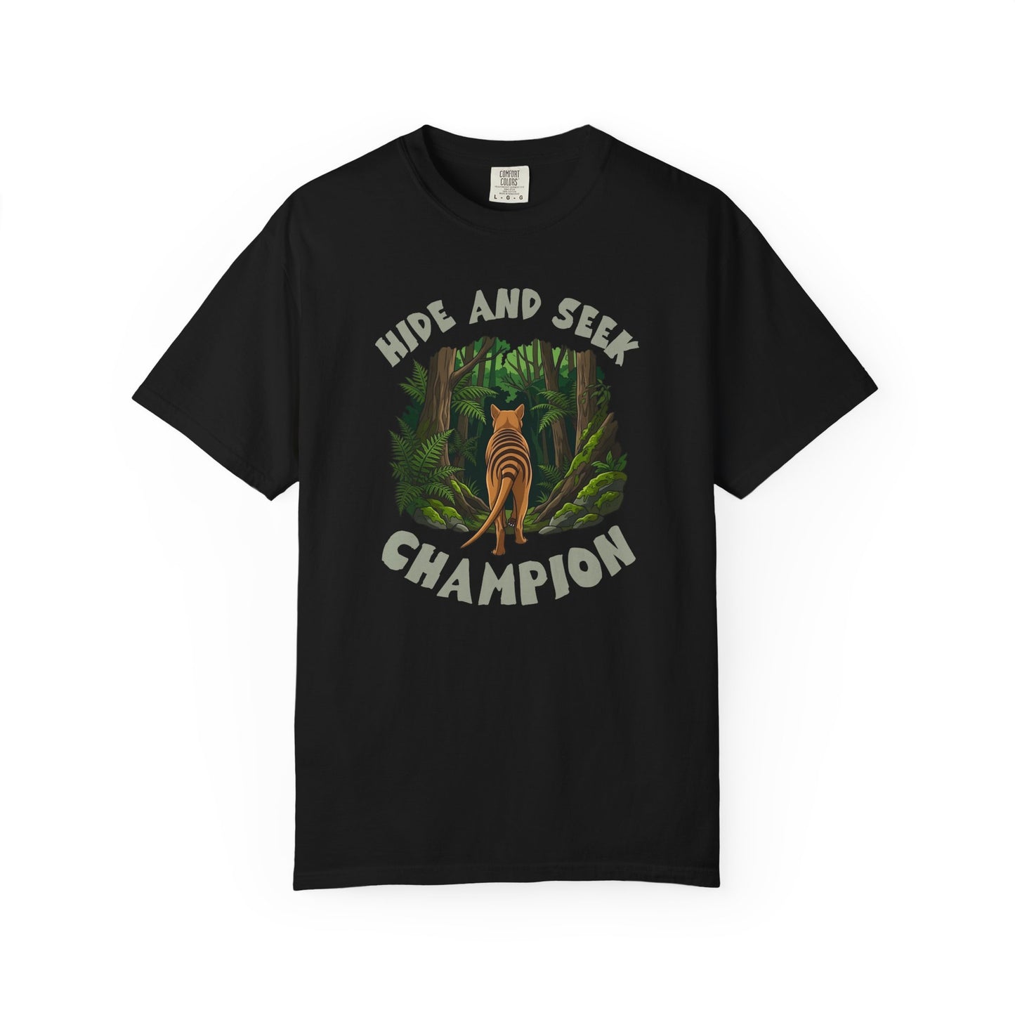 Thylacine Hide and Seek Champion Shirt, Comfort Colors Tasmanian Tiger Tee, Extinct Animal Shirt, Australian Wildlife Gift, Nature Lover Tee
