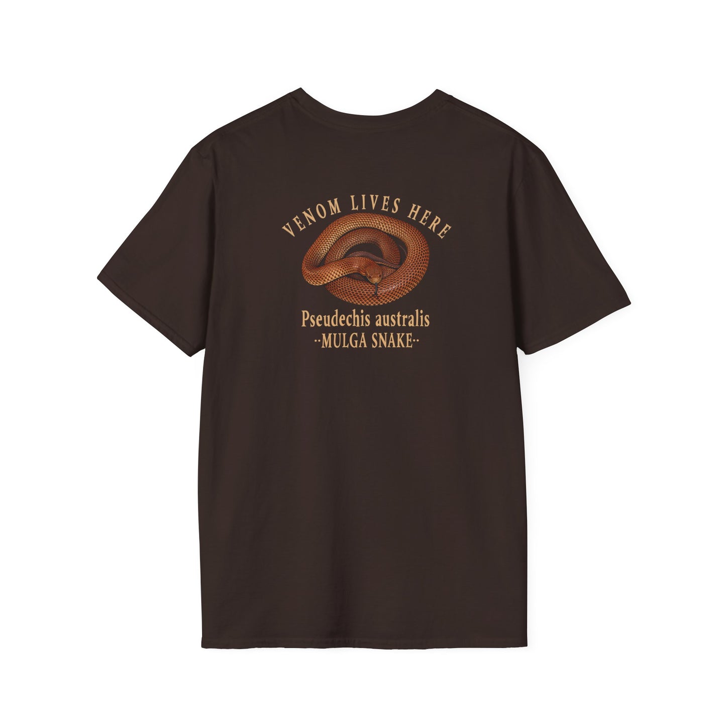 King Brown Mulga Snake T-Shirt, Venom Lives Here Shirt, Double Sided Snake Tee, Australian Reptile Shirt, Snake Lover Gift, Herping Tee