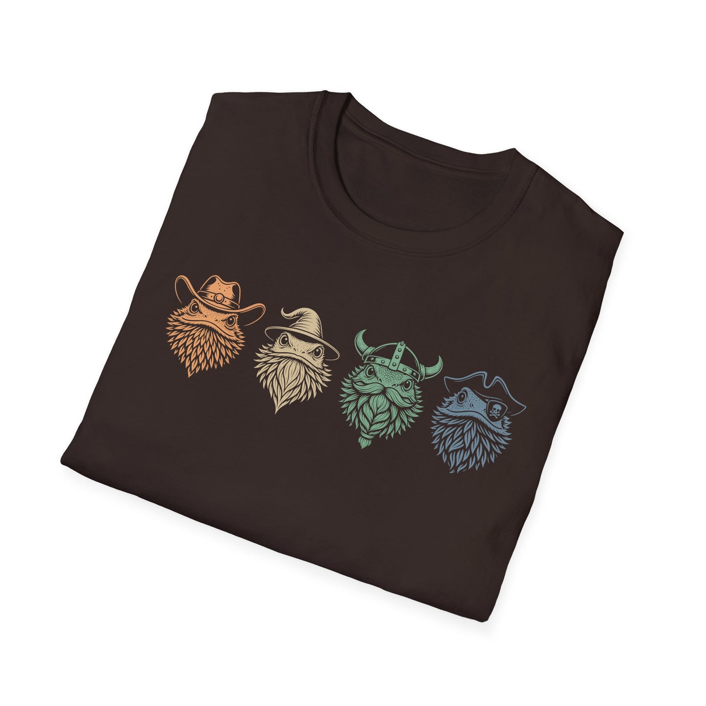 Whimsical Bearded Dragon T-Shirt – Wizard, Viking, Cowboy & Pirate Lizard Characters