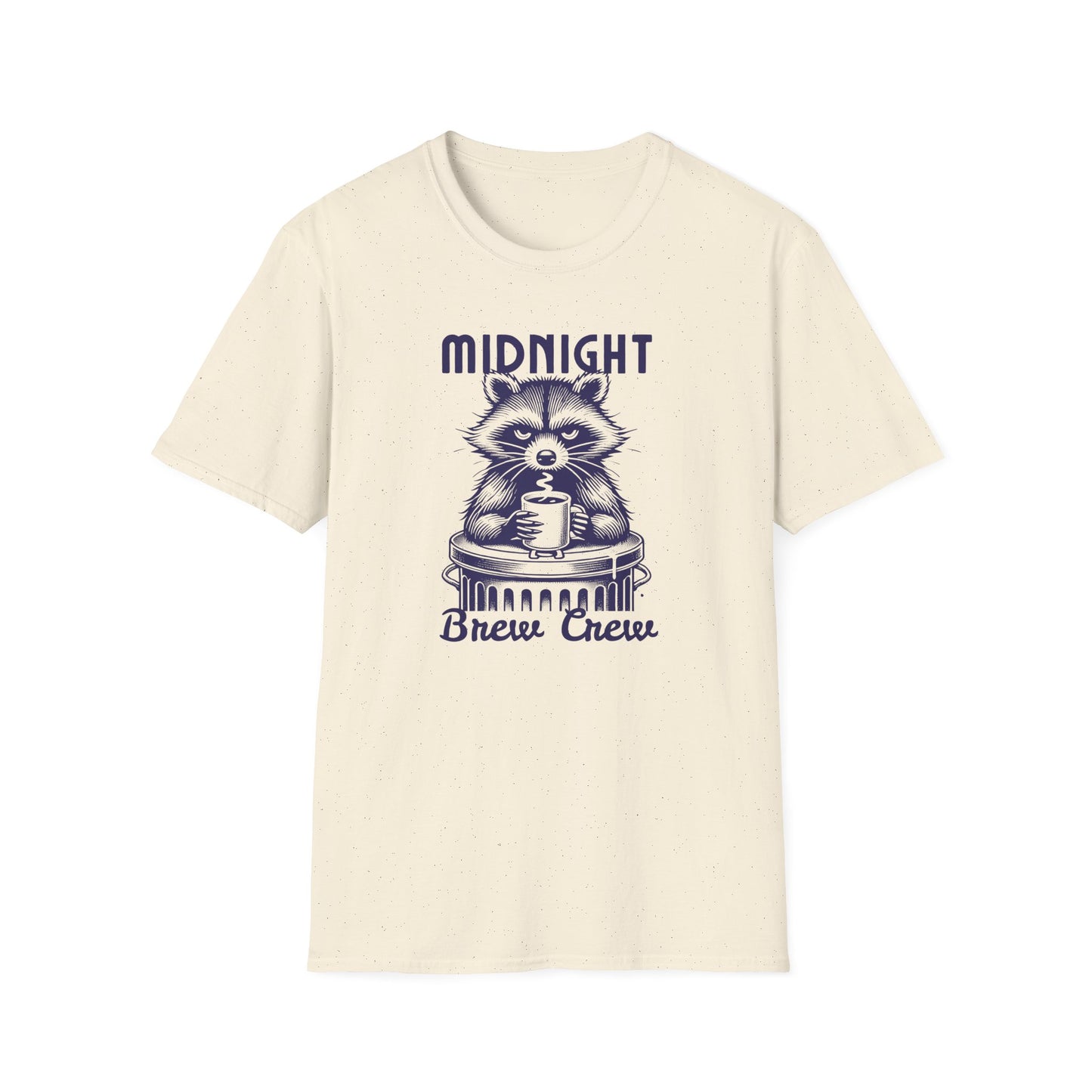 Raccoon Midnight Brew Crew T-Shirt, Funny Trash Panda Coffee Tee, Night Owl Raccoon Shirt, Cute Raccoon Graphic Tee, Coffee Lover Gift
