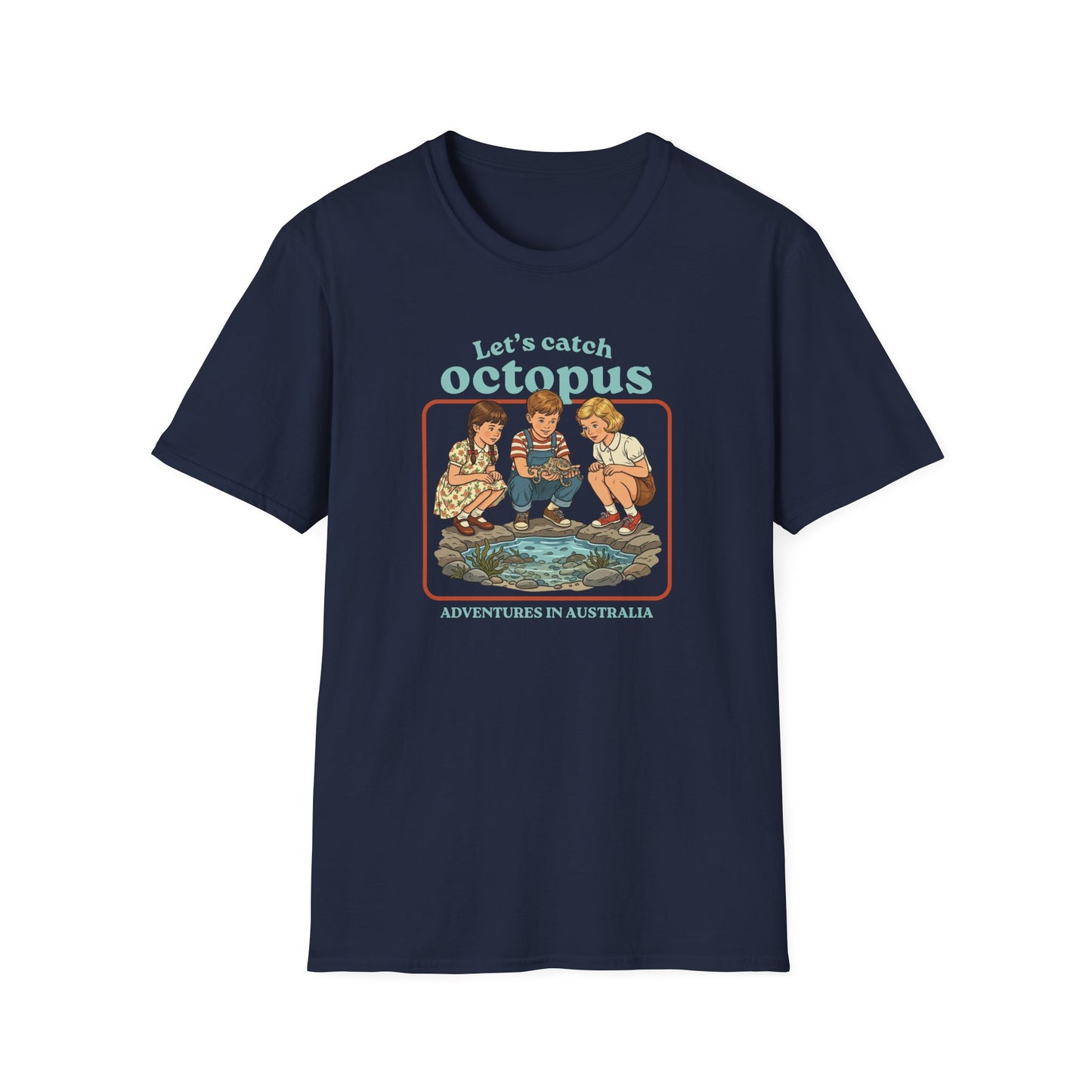 Lets Catch Octopus T-Shirt, Blue Ringed Octopus Shirt, Funny Ocean Wildlife Tee, Australian Marine Life Shirt, Retro Kids Style Octopus Tee