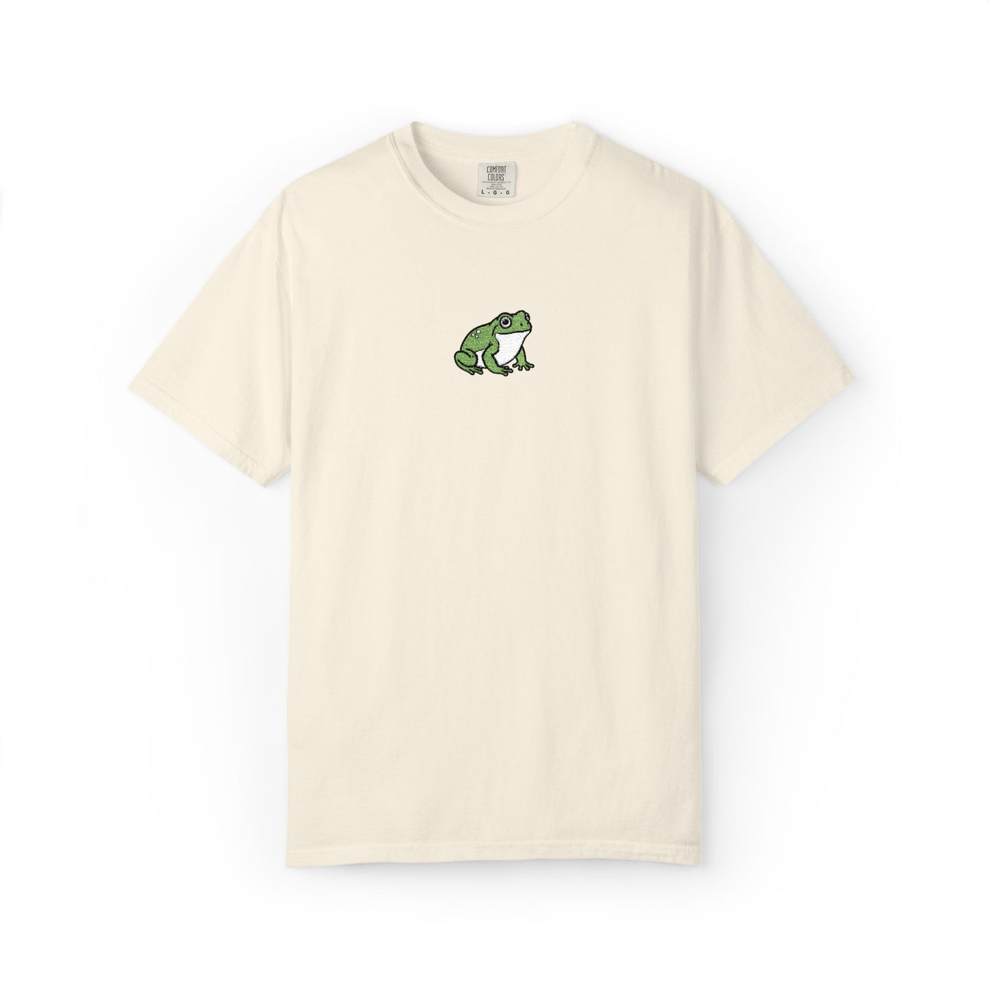 Green Tree Frog Embroidered Comfort Colors T-Shirt, Cute Frog Shirt, Amphibian Lover Tee, Frog Lover Gift, Biology Embroidered Shirt