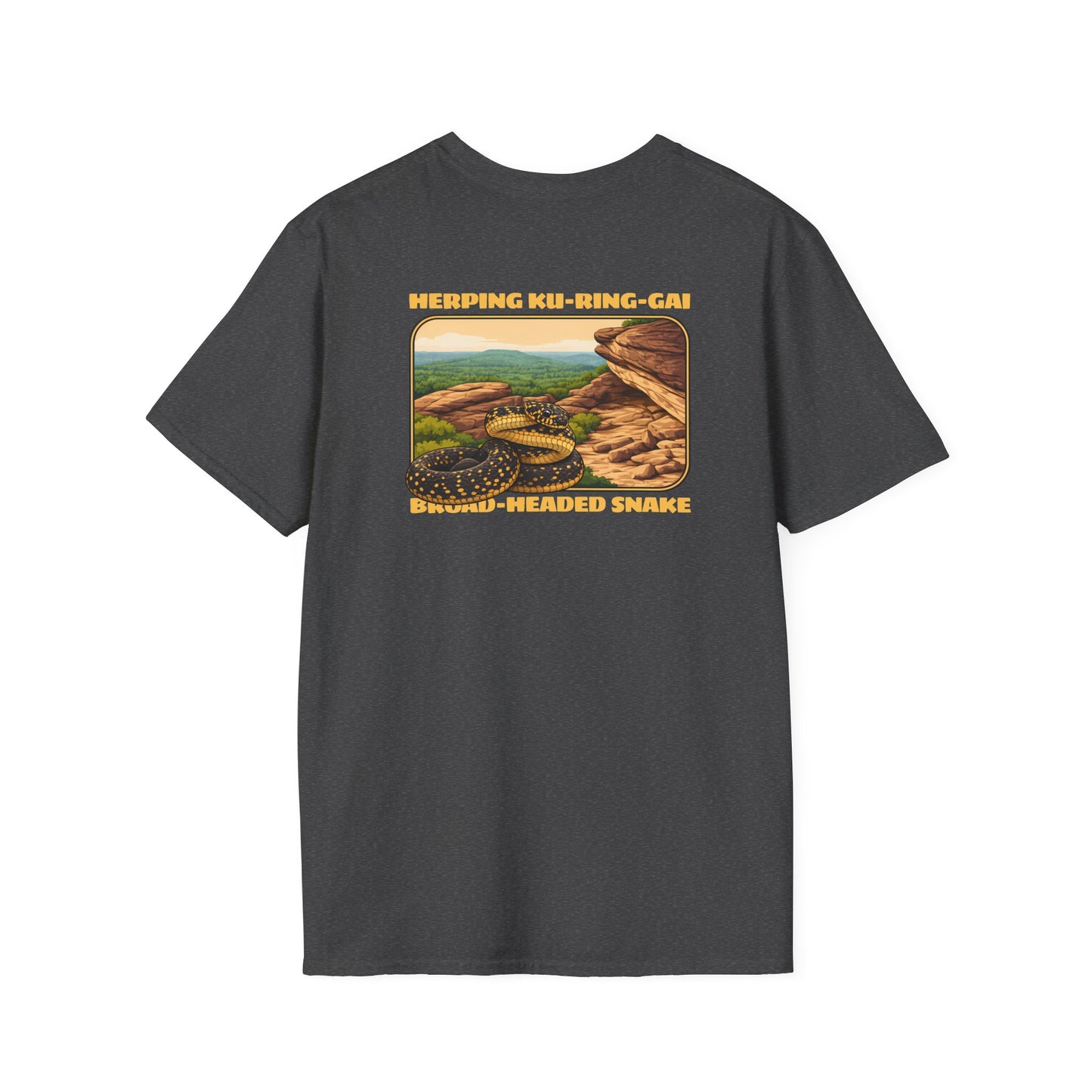 Broad-Headed Snake T-Shirt, Herping Ku-Ring-Gai Shirt, Australian Snake Tee, Reptile Lover Gift, Wildlife Back Print Shirt, Herper Tee