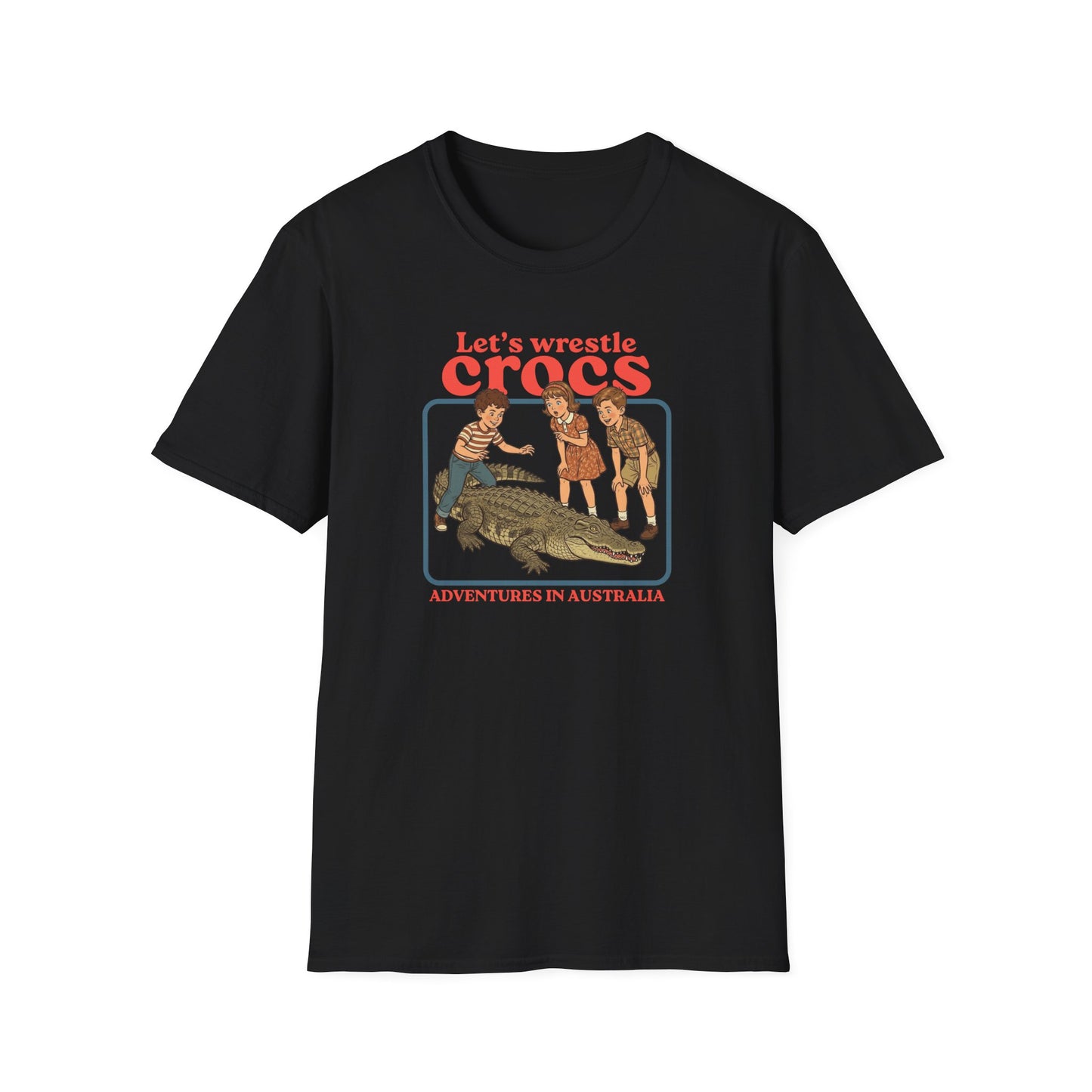 Lets Wrestle Crocs T-Shirt, Funny Crocodile Shirt, Australian Crocodile Tee, Retro Croc Shirt, Aussie Wildlife Humor Shirt, Outback Croc Tee