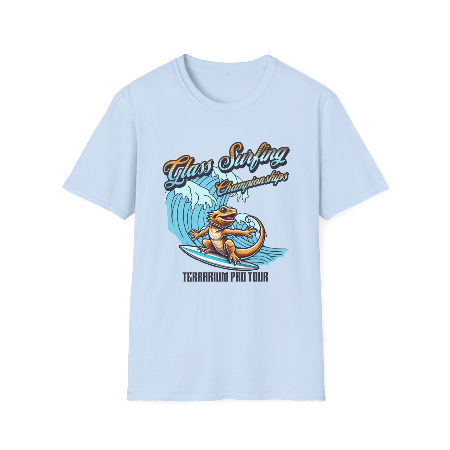 Glass Surfing Bearded Dragon T-Shirt, Reptile Lover Shirt, Bearded Dragon Surf Tee, Terrarium Humor Shirt, Lizard Owner Gift