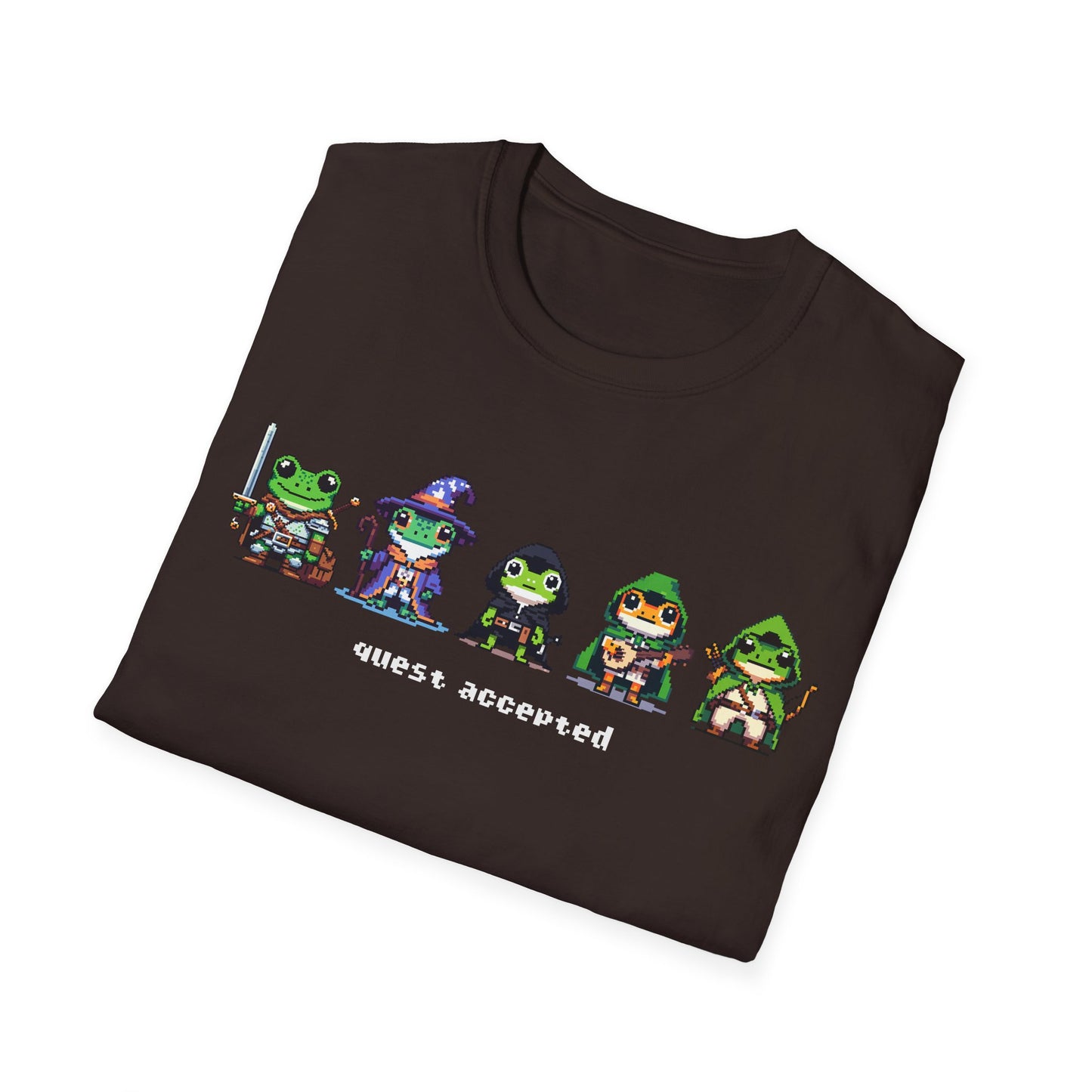 Quest Accepted Pixel Art Frog T-Shirt – Cute Gamer Tee for RPG & Fantasy Fans