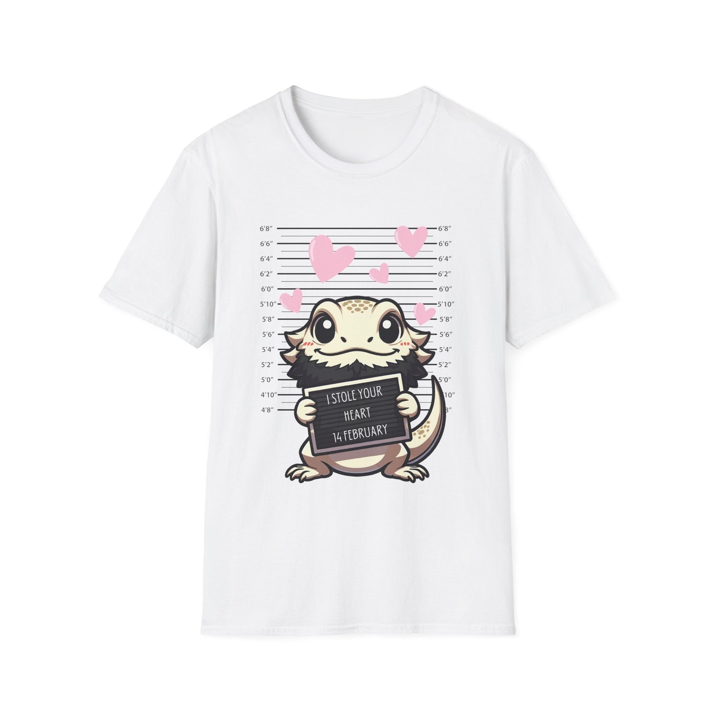 Bearded Dragon Valentine's Day Unisex Softstyle T-Shirt, Pet Reptile Tee, Stolen Hearts, Valentine's Gift, Gift for Her