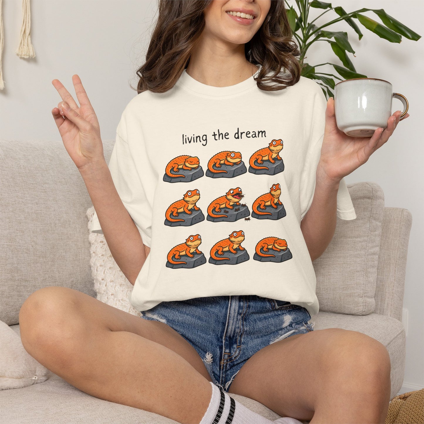 Bearded Dragon Living the Dream Shirt, Comfort Colors Reptile Tee, Funny Bearded Dragon T Shirt, Lizard Lover Gift, Beardie Owner Shirt