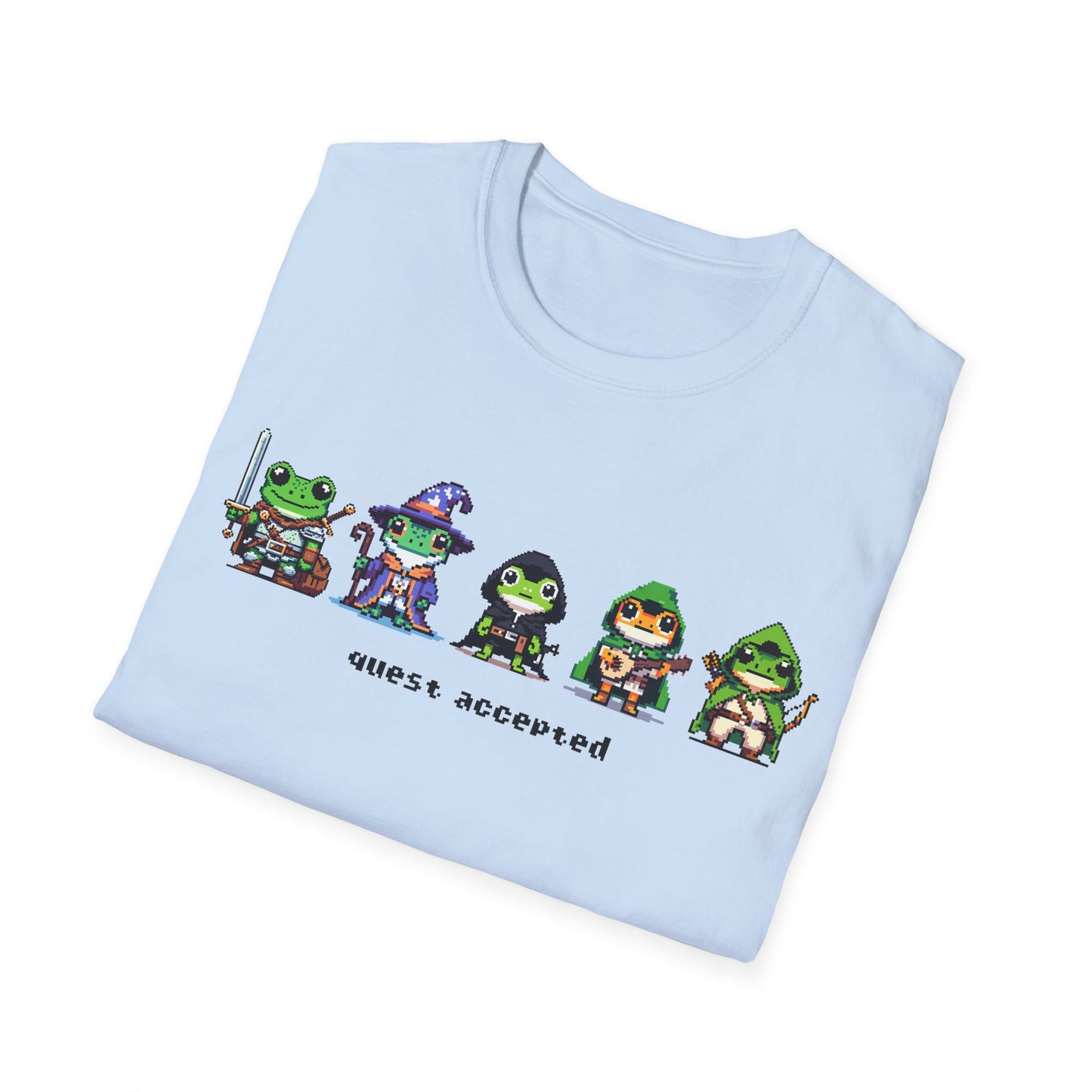 Quest Accepted Pixel Art Frog T-Shirt – Cute Gamer Tee for RPG & Fantasy Fans