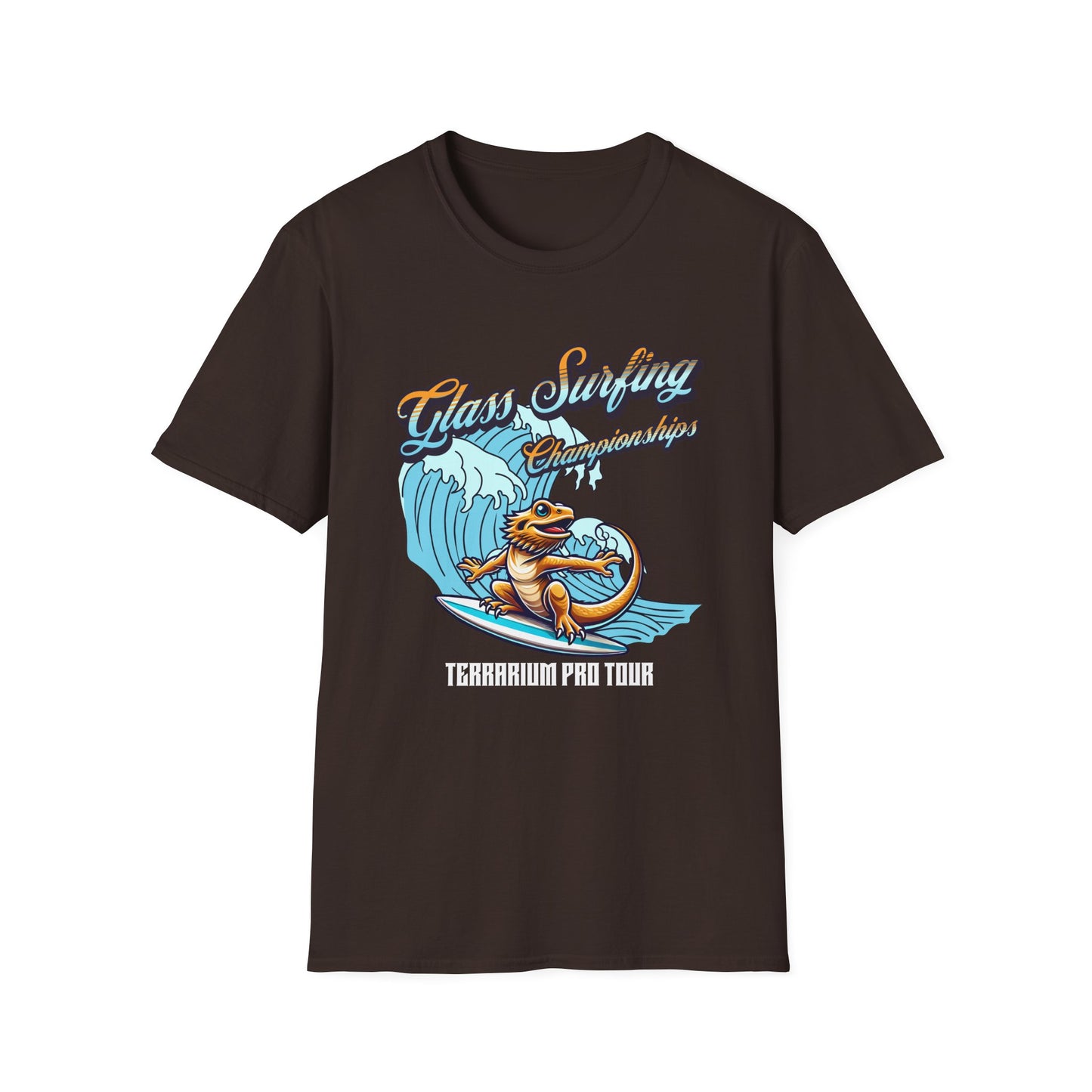 Glass Surfing Bearded Dragon T-Shirt, Reptile Lover Shirt, Bearded Dragon Surf Tee, Terrarium Humor Shirt, Lizard Owner Gift