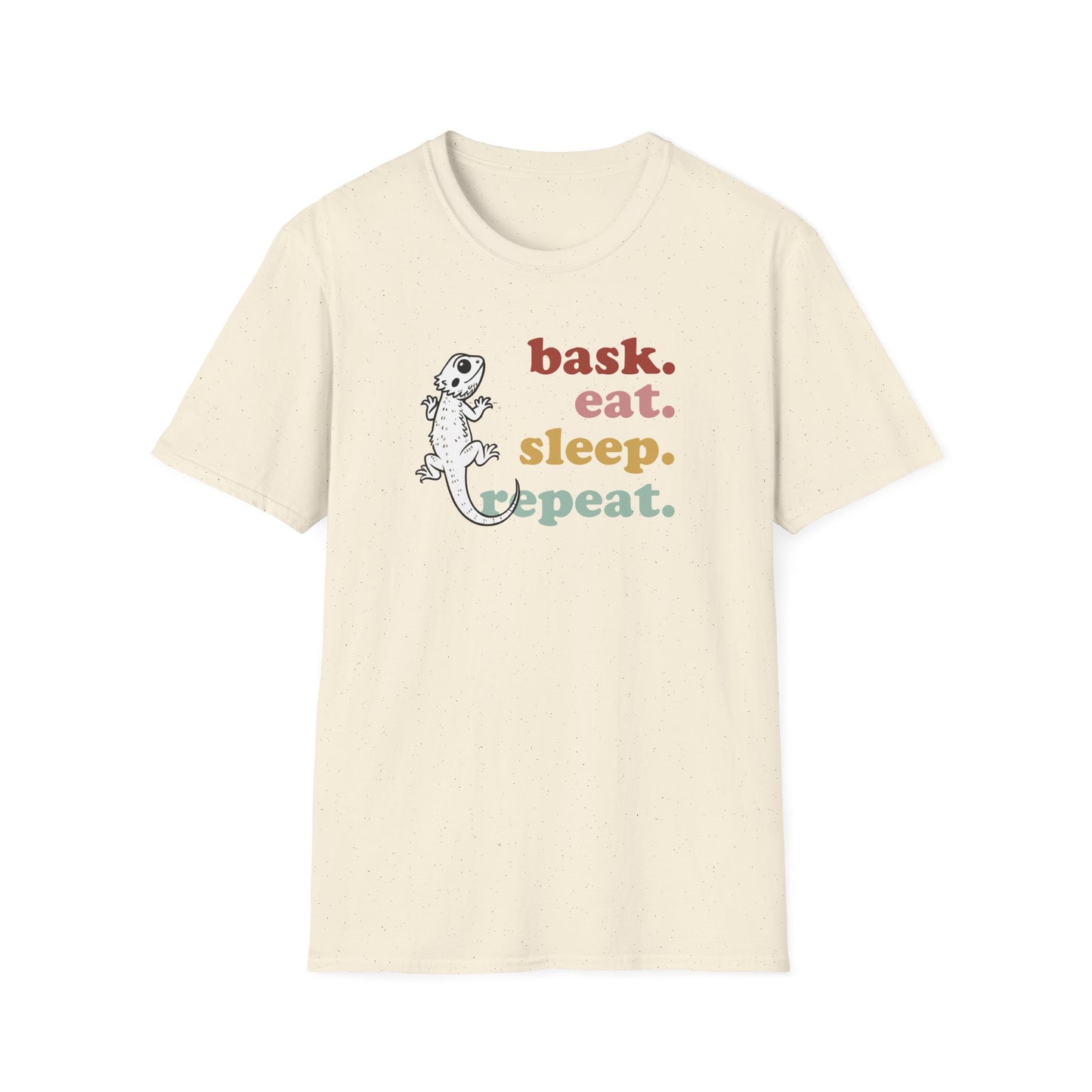 Bask Eat Sleep Repeat T-Shirt, Bearded Dragon Shirt, Reptile Lover Tee, Lizard Mom Dad Gift, Herpetology Graphic Shirt