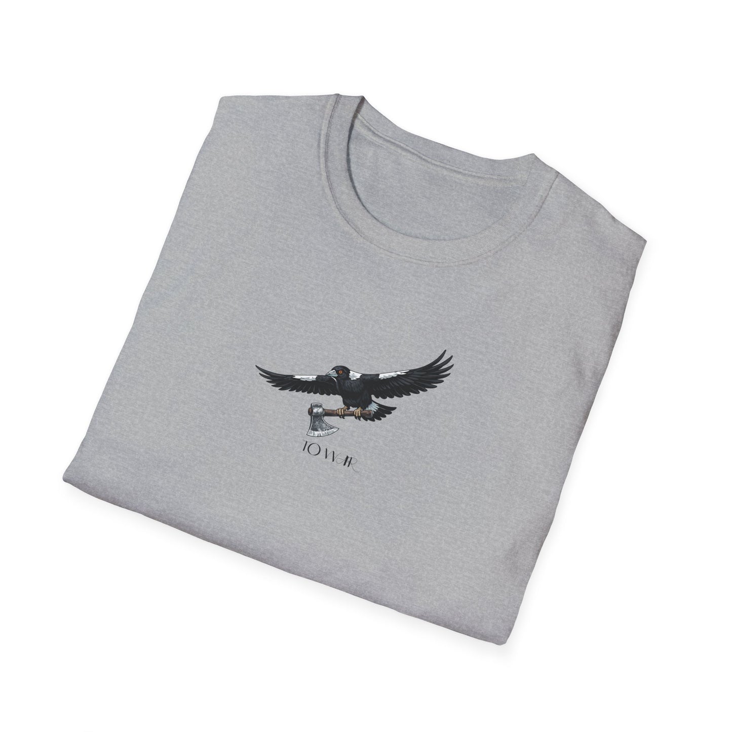 Magpie To War T-Shirt, Australian Magpie Shirt, Bird With Axe Tee, Wildlife Graphic Shirt, Bird Lover Gift, Aussie Bird Tee