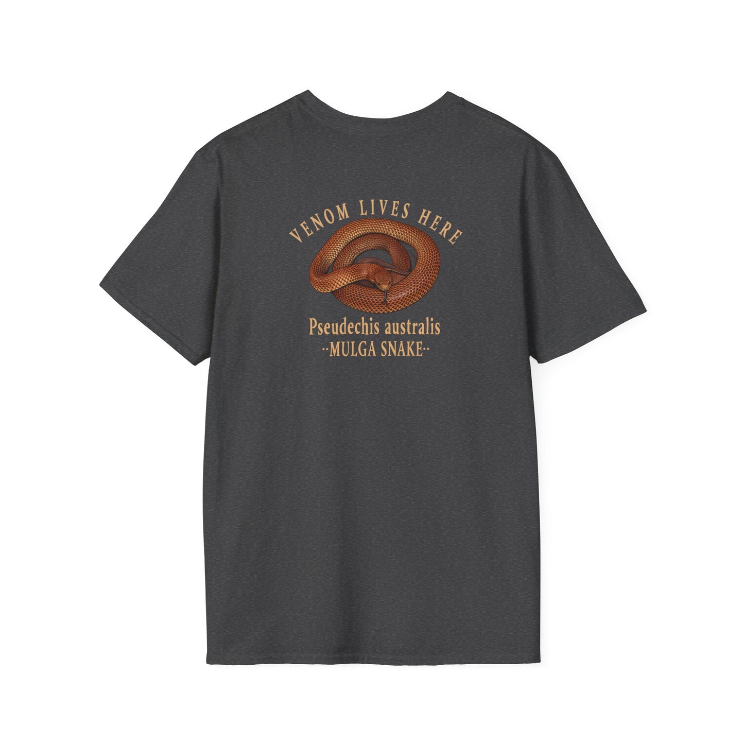 King Brown Mulga Snake T-Shirt, Venom Lives Here Shirt, Double Sided Snake Tee, Australian Reptile Shirt, Snake Lover Gift, Herping Tee