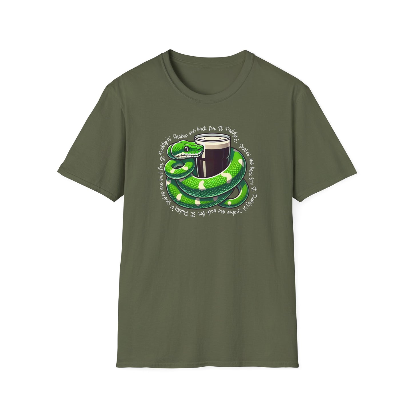 Green Python St Patrick’s Day T-Shirt, Snakes Are Back For St Paddy’s Shirt, Reptile Lover Tee, Snake Beer Party Shirt, Irish Pub Tee
