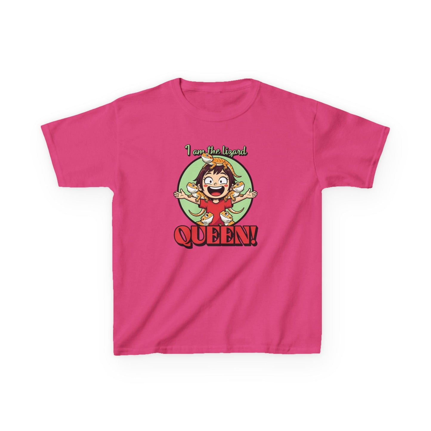 I Am the Lizard Queen Kids T-Shirt | Funny Reptile Shirt for Kids | Lizard Lover Tee | Animal Humor Top | Bearded Dragon