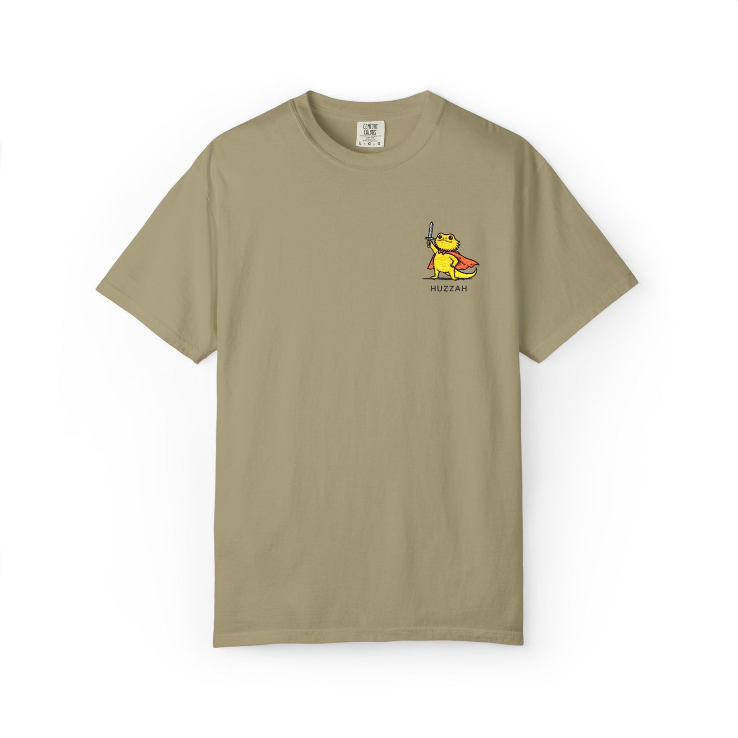Bearded Dragon Huzzah Embroidered Comfort Colors T-Shirt, Funny Bearded Dragon Shirt, Reptile Lover Gift, Cute Lizard Embroidery Tee