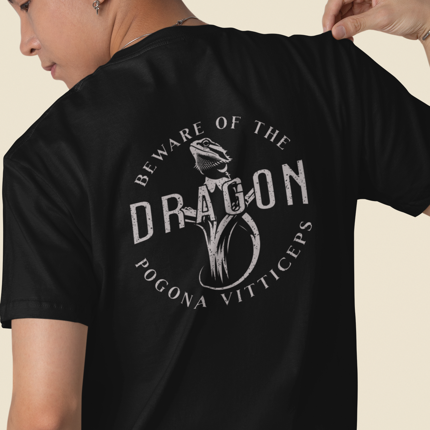 Beware Of The Dragon Front And Back T-Shirt, Bearded Dragon Shirt, Pogona Vitticeps Tee, Reptile Lover Gift, Lizard Keeper Shirt