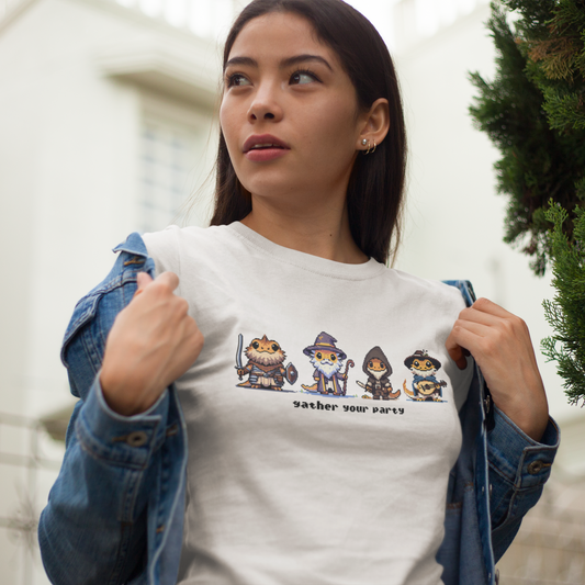 Gather Your Party | Bearded Dragon Pixel Art | Unisex Softstyle T-Shirt | Reptile DnD Shirt