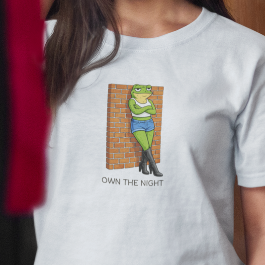 Funny Frog Shirt Own The Night, Comfort Colors Frog Tee, Goblincore Frog Shirt, Night Frog Graphic Tee, Funny Amphibian Shirt