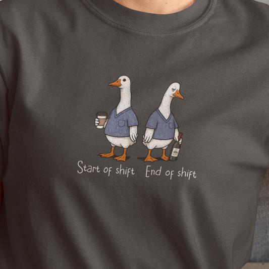 Funny Nurse Goose Shirt, Start of Shift End of Shift Tee, Nurse Humor Shirt, Comfort Colors Nurse T Shirt, Medical Humor Gift
