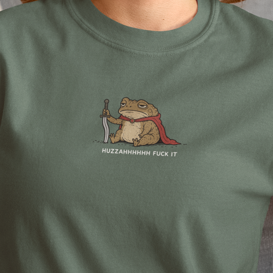 Huzzah Toad Shirt, Funny Toad T Shirt, Medieval Frog Tee, Goblincore Shirt, Knight Toad Shirt, Funny Fantasy Tee, Comfort Colors Toad Shirt