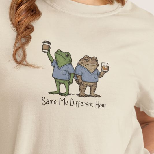 Night Shift Nurse Frog Shirt, Same Me Different Hour Tee, Funny Nurse Shirt, Frog Nurse T Shirt, Comfort Colors Medical Humor Tee